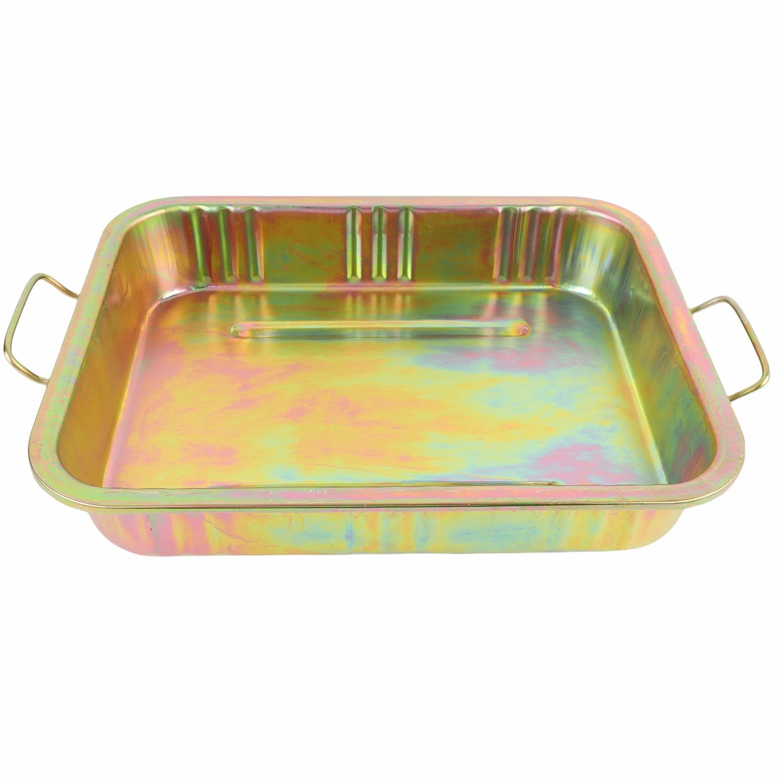Bandeja de goteo de aceite de 13 litros 48,5 x 37,5 x 9 cm Bandeja de drenaje de aceite de hierro galvanizado y recipiente de recogida de líquidos Depósito anticorrosivo a prueba