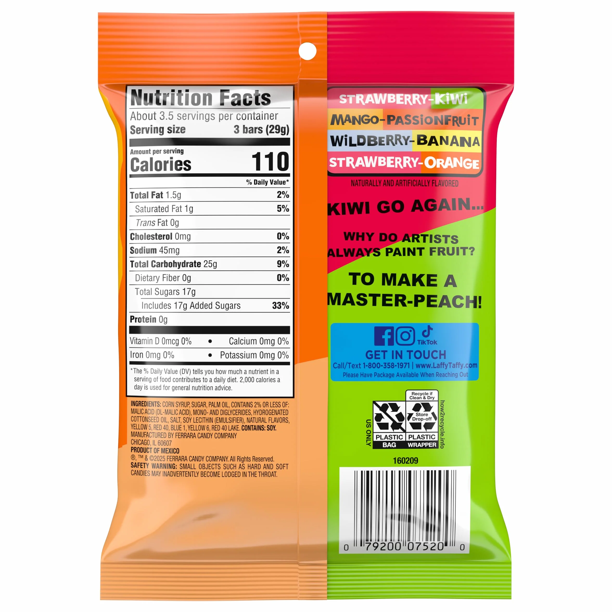 Laffy Taffy Combos de frutas, bolsa de 3.5 onzas