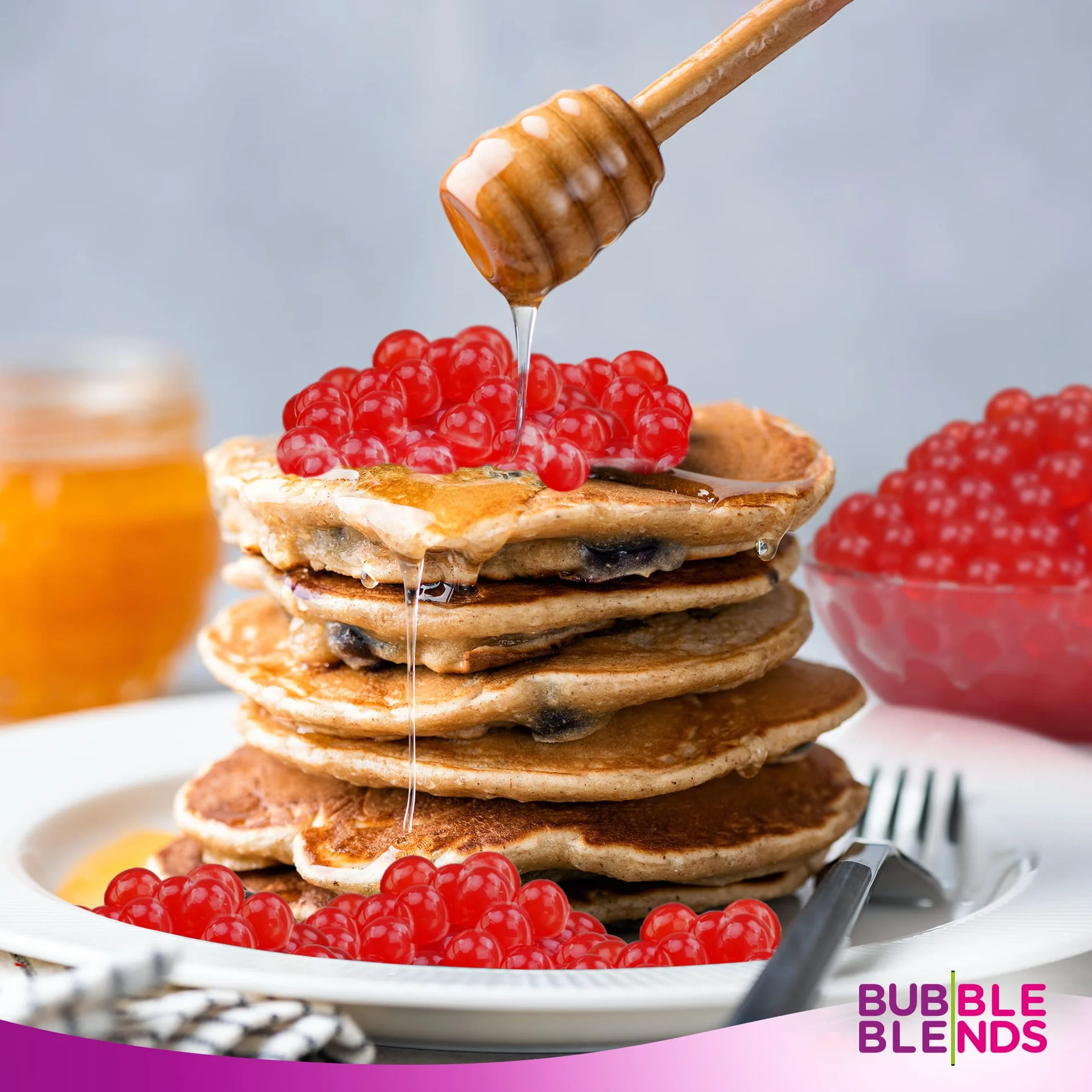 Bubble Blends Popping Boba Fresa 1kg Perlas de Fruta Sin Lácteos Sin Gluten para Bubble Tea