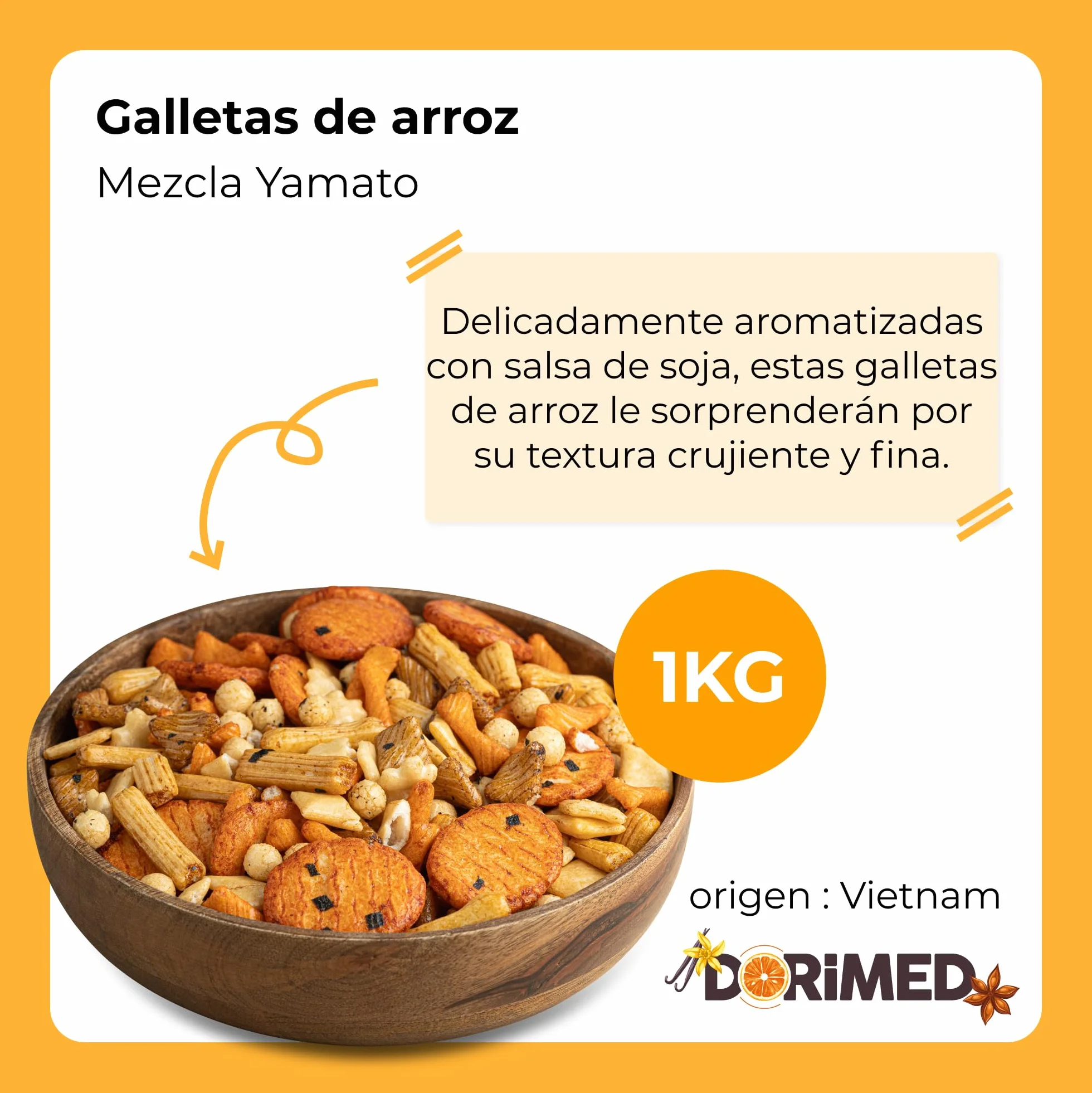 Palitos de Arroz Frito Yamato 1 kg Aperitivo Mix Salados Asiático Arroz Tapioca Chili