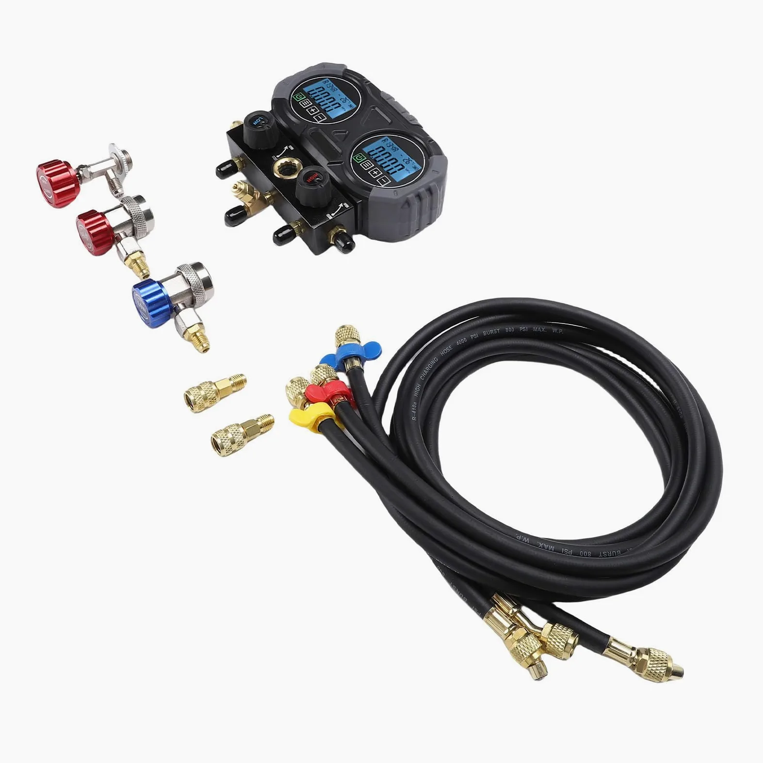 Medidor Digital de Colector único para HVAC, Medidor de Presión de Refrigerante Preciso para Carga y Diagnóstico, Construcción Duradera de ABS, Incluye 1 de Presión