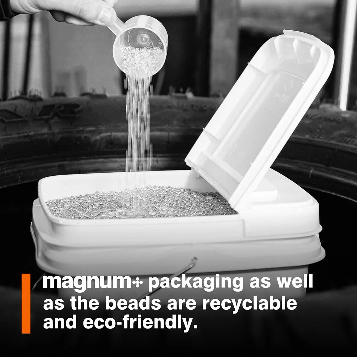 Magnum+ Tire Balancing Beads – 17.6 LB (8 kg) Bulk Tub | Dynamic Internal Balancing for Truck, Off-Road & Heavy-Duty Tires | Reusable, Eco-Friendly Glass Beads