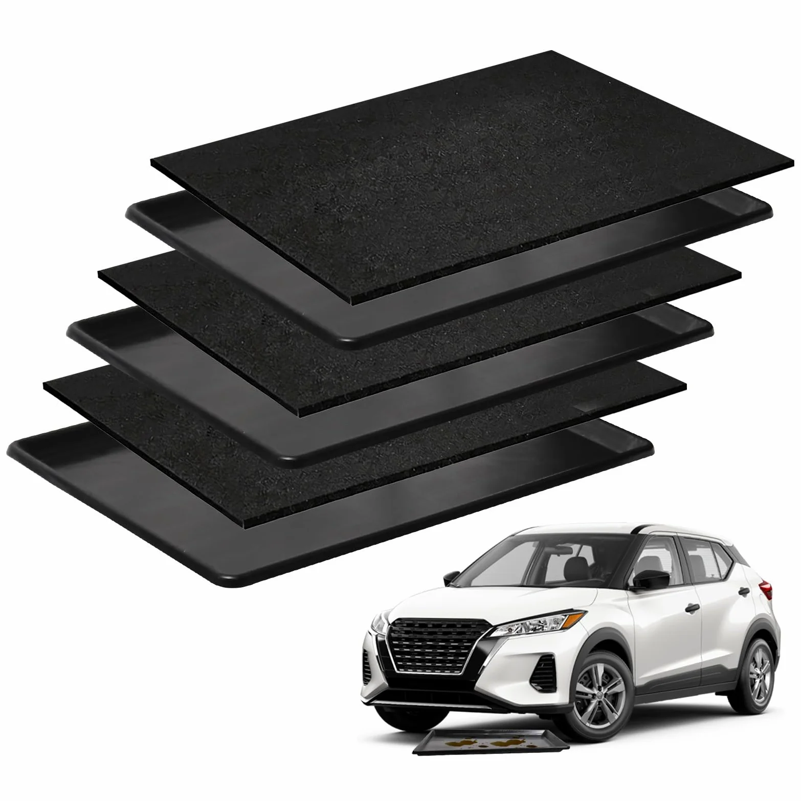 Bandeja de aceite para debajo del coche (80 x 61 x 4 cm), cárter flexible con alfombrilla de fieltro, bandeja antigoteo grande a prueba de fugas para cambio de aceite del coche, mantenimiento del