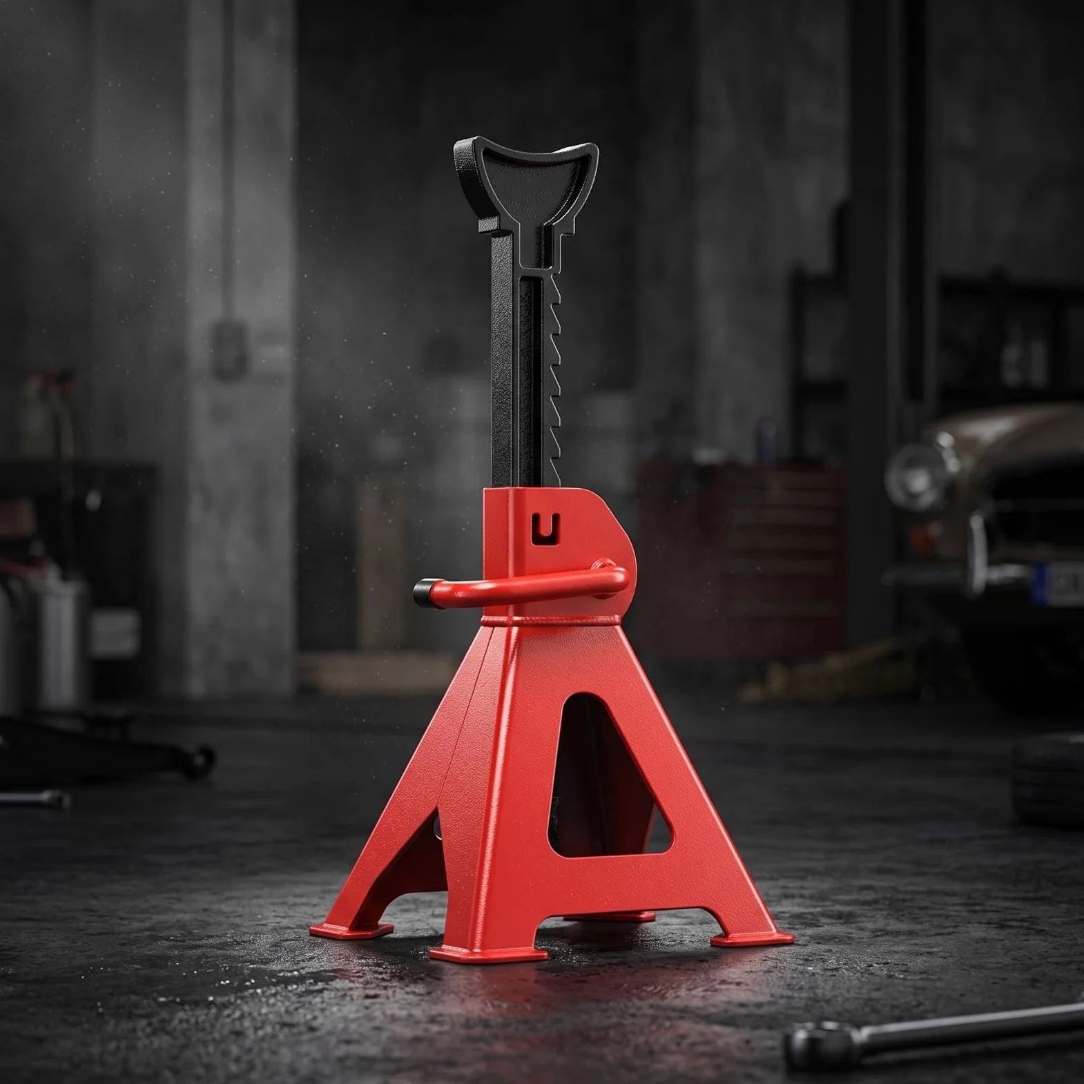 Caballete Seguro Soporte Metálico para Garaje, Soporte De Seguridad De 3 Toneladas, Modelo Extra Grueso De 3M 3.1KG Neto Por Unidad