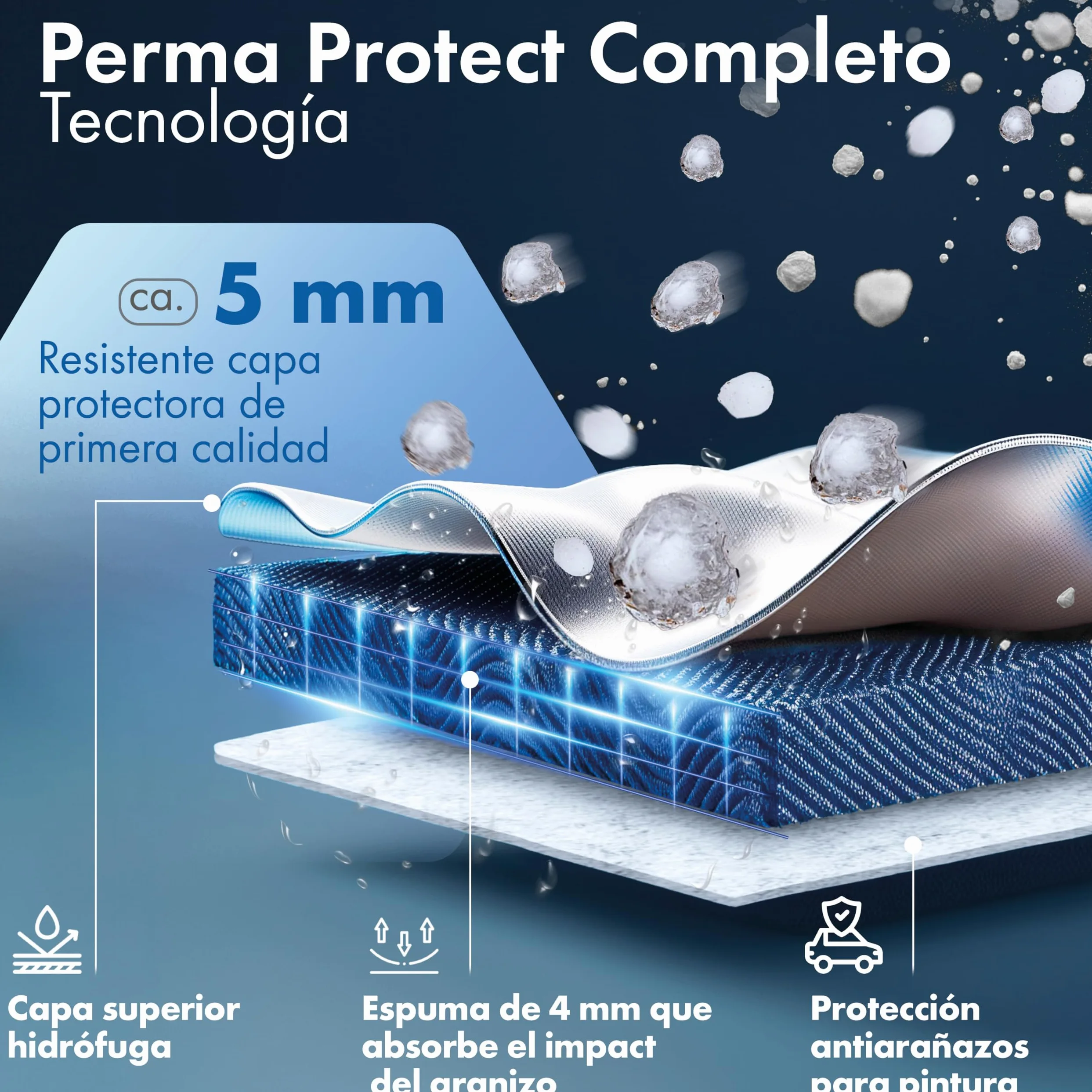 WALSER Lona de protección antigranizo para Coche Funda Repelente al Agua antigranizo, Certificado por TÜV Austria* Perma Protect Complete, Lona de protección Talla 8
