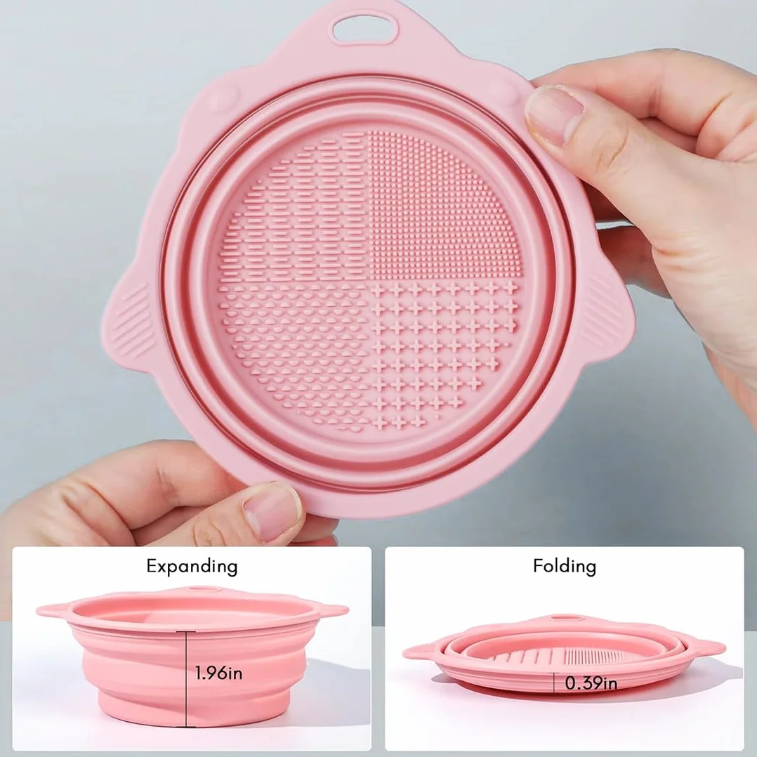 Almohadilla de silicona para limpieza de brochas de maquillaje plegable portátil