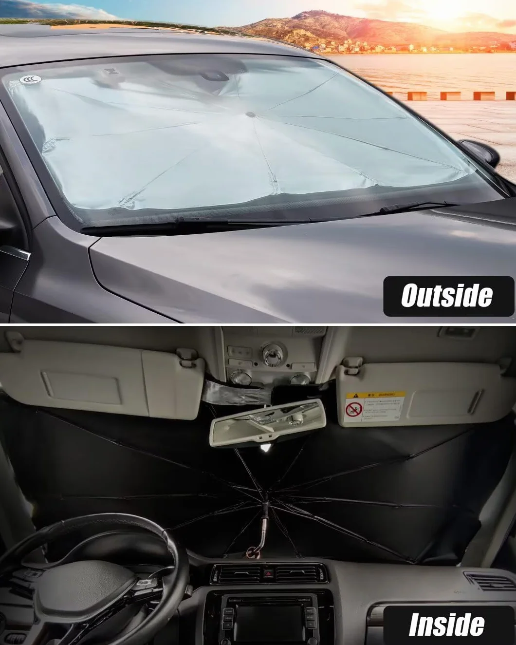 Parasol Parabrisas Coche Delantero Plegable 360° Rotatoria