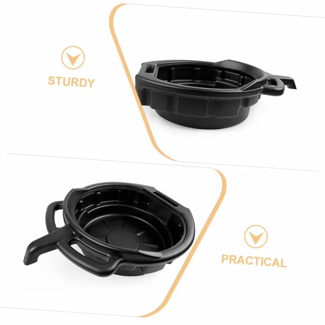 Juego de 2 Bandejas de Drenaje de Aceite de Motor de 10l y 15l en PE Negro, Fáciles de Limpiar y Almacenar para Mantenimiento de Coches