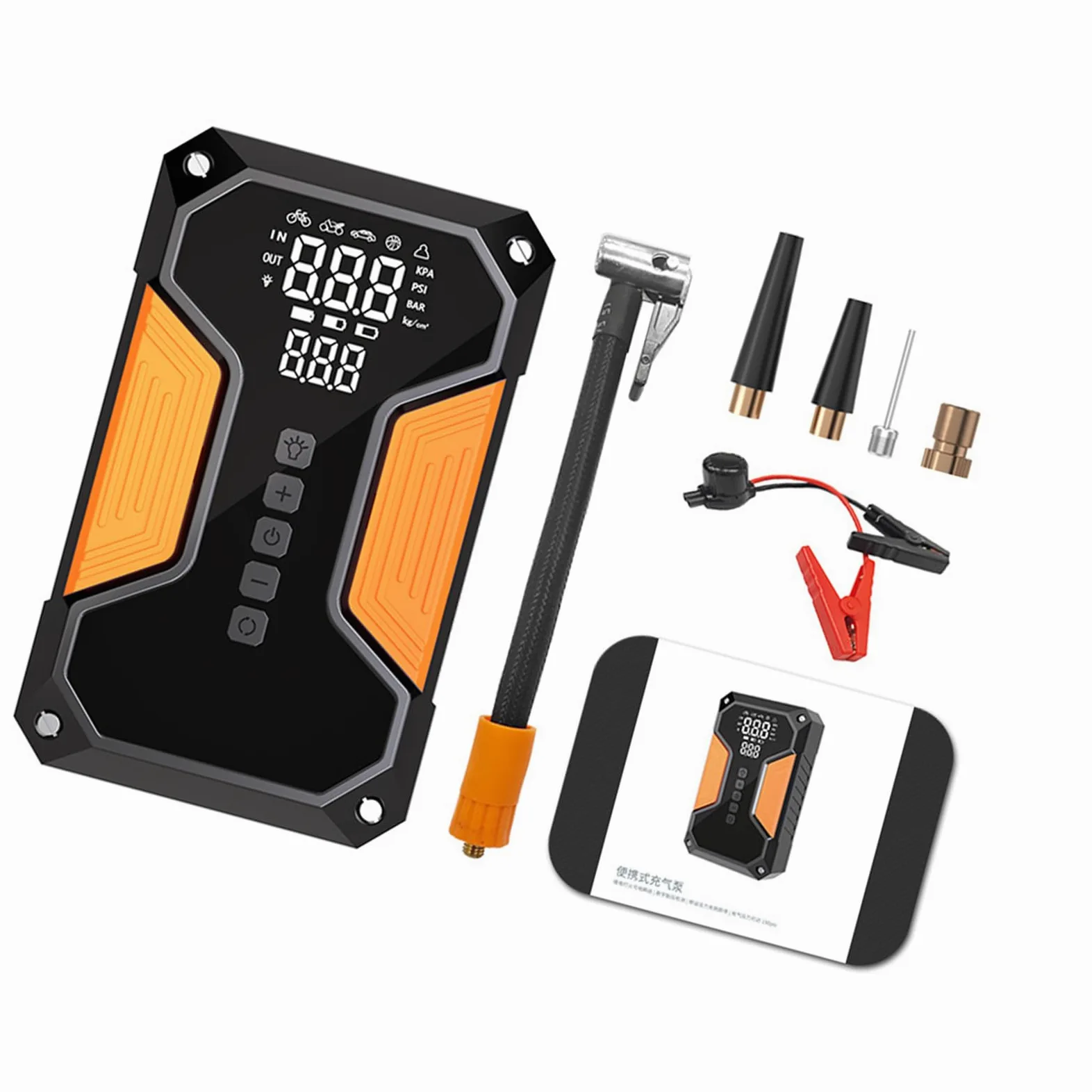 Monitor digital de presión de neumáticos, compresor de aire inalámbrico con batería, arrancador para auto y motocicleta, inflador de neumáticos de coche