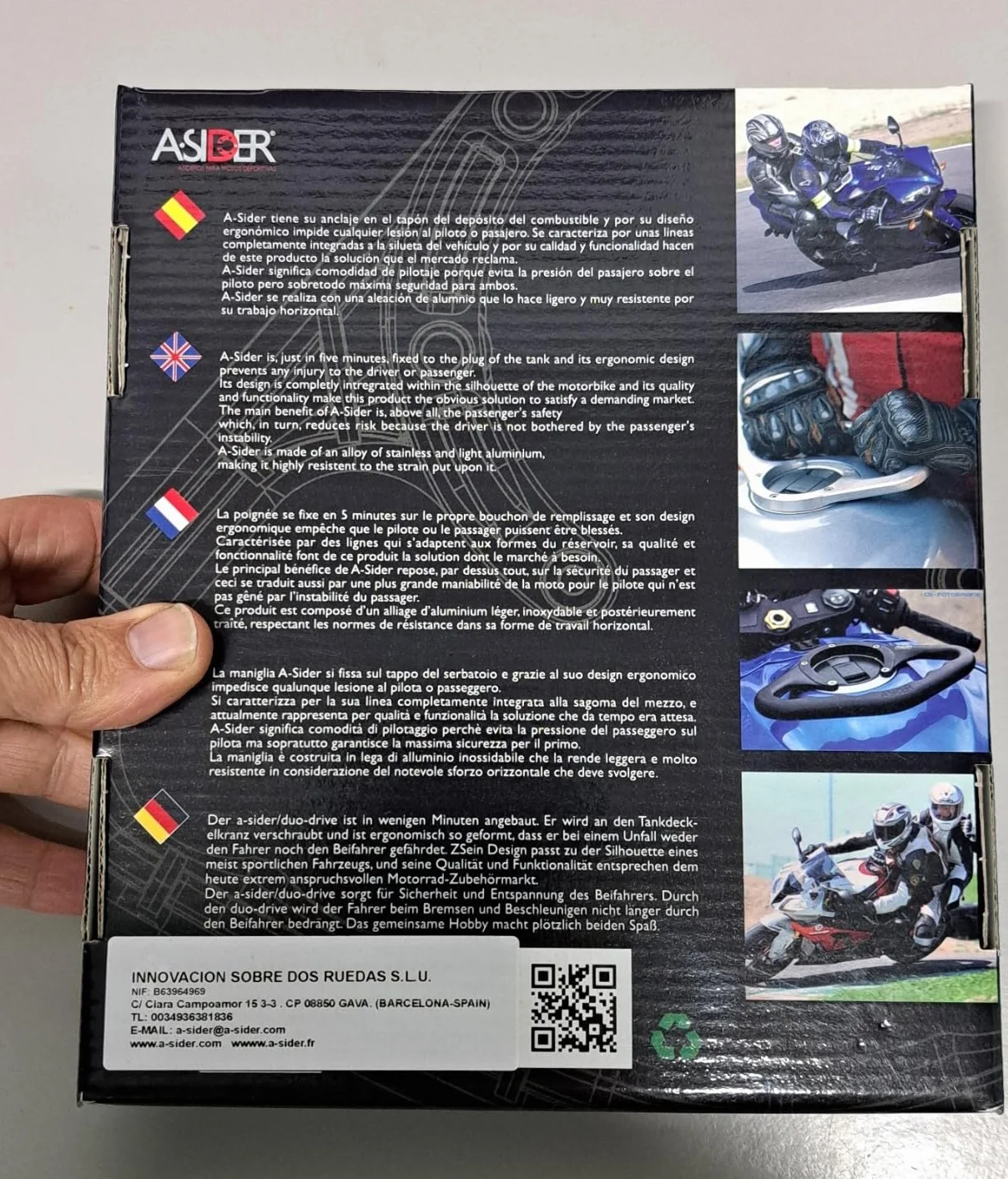Asidero de depósito Negro A-Sider,específicamente para Ducati 1098-1198-848 Monster 600-1000 620-695 - S2R- S4R/S-821-1200 Monster 797-937 21-24 Super Sport 17-24,con Sistema 5 Tornillos.