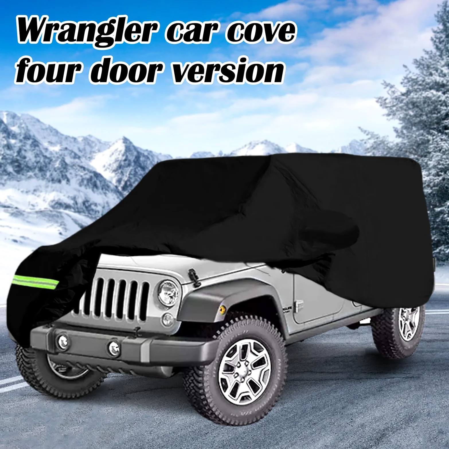 Funda para Coche, Funda Impermeable para Coche para Jeep Wrangler De 4 Puertas, Anti UV, Funda para Coche Interior Y Exterior para Cj Yj Tj Y Jk Funda para Invierno Y Verano para Todo Tipo De Clima