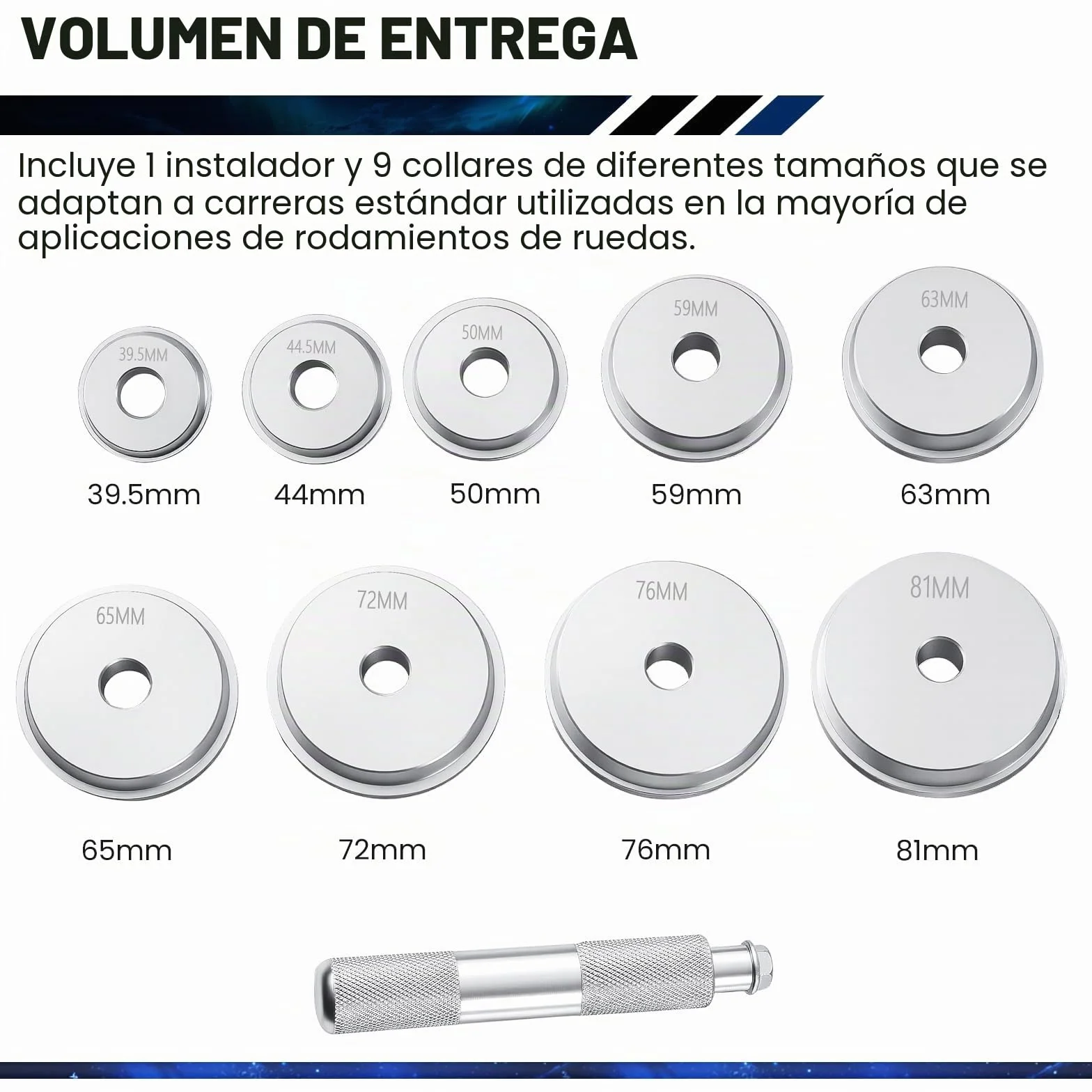 ATPEAM 10 Piezas Extractor de Rodamientos y Sellos, Kit Profesional de Instalación y Extracción con Adaptadores de Aluminio para Taller y Reparación de Ruedas
