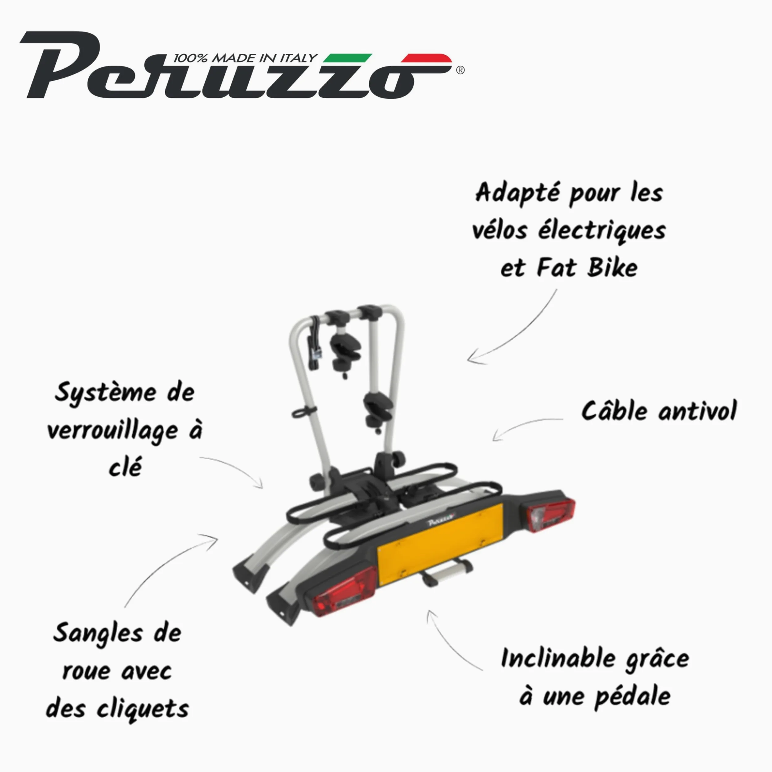 Portabicicletas Gancho Remolque PERUZZO Atlantis 714 para ebike 2 Bicicletas