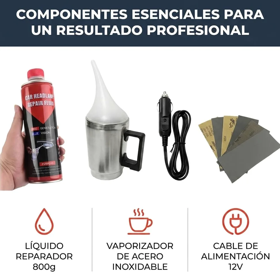 Kit de Pulido y Mantenimiento de Faros de Coche – Elimina Amarilleo y Arañazos Superficiales para Mayor Claridad y Visibilidad Vial