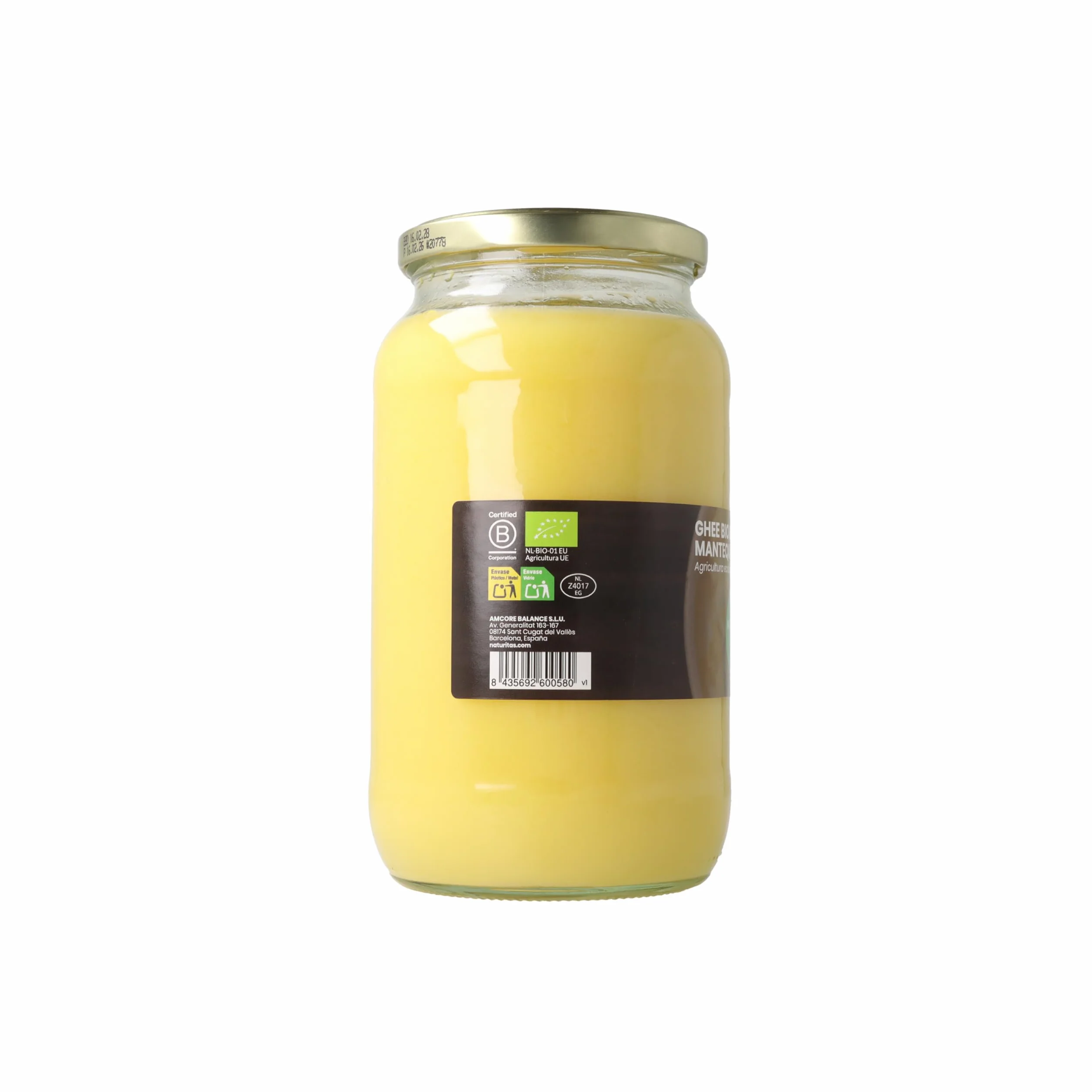 Naturitas Essentials Ghee Mantequilla Clarificada BIO 850 g Leche de Vaca Ecológica Sin Lactosa