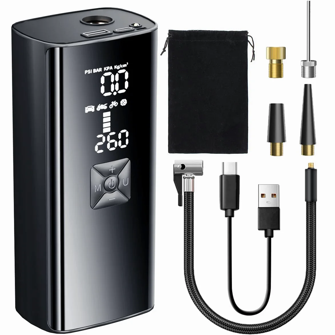 Mini Compresor Aire Portatil 9900mAh 150PSI Inflador Ruedas Coche Bomba de Aire Bicicleta Compresor de Aire Portatil Bomba de Aire Electrico Bicicletas,Moto, Coche,Pelotas con Batería Externa