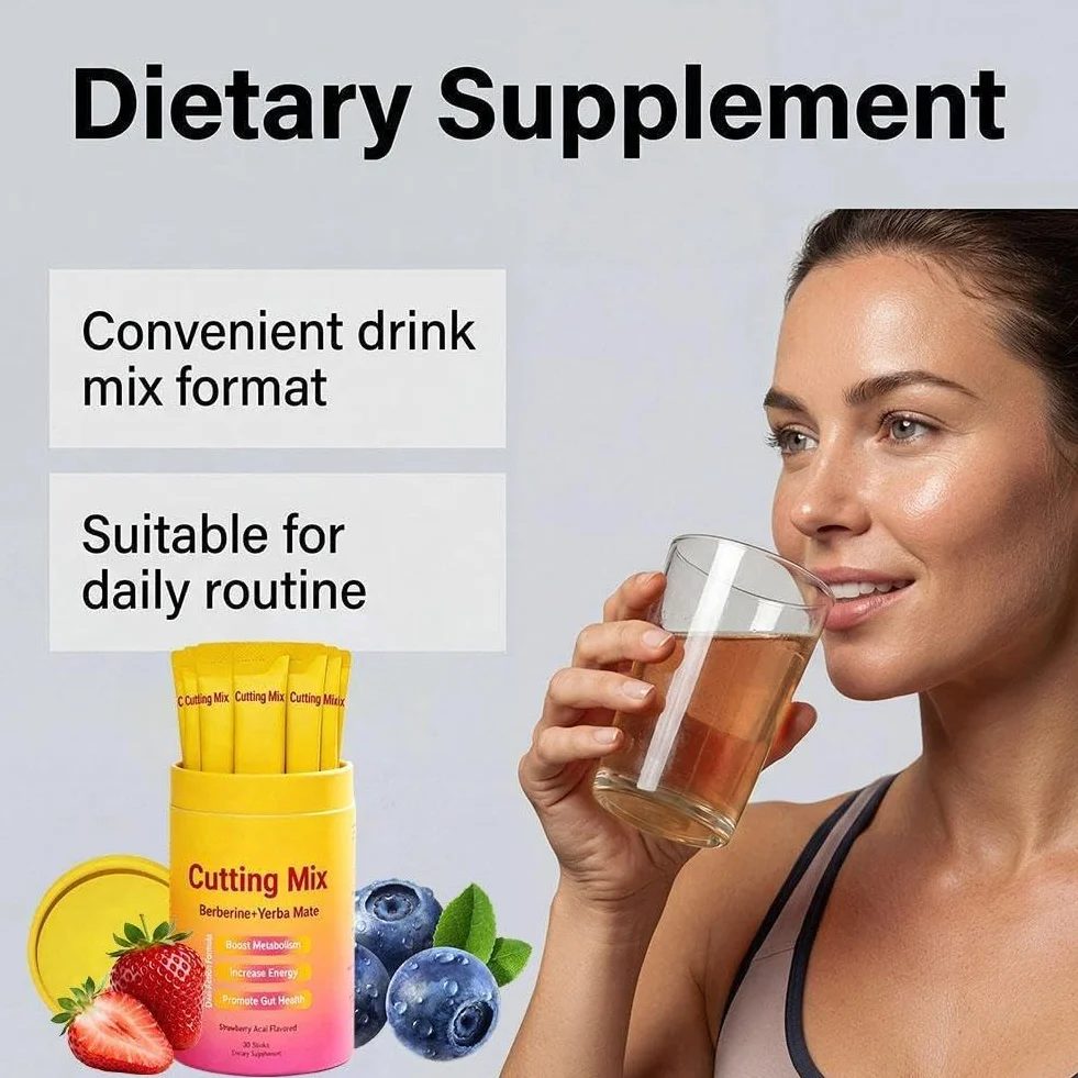 Mezcla de bebida de corte doble acción antojo y metabolismo vegano apoya la saciedad Aç & Health Gut Signaling energía de fresa