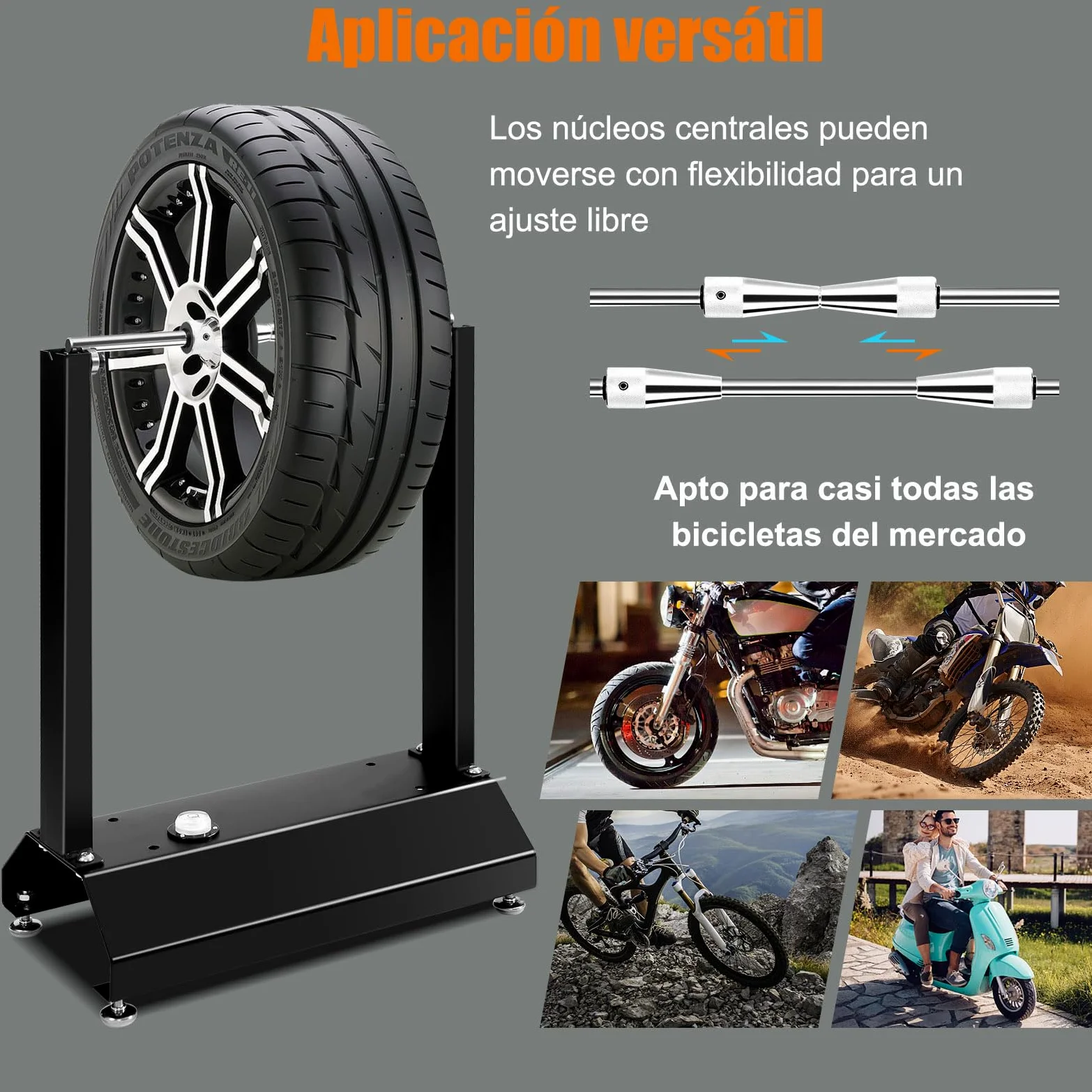 SOARS Equilibradora de Ruedas Moto, Equilibradora con Conos de Centrado Ajustables, Soporte de Equilibrado Portátil, Equilibradora Universal de Ruedas, Equilibradora, Dispositivo de Equilibrado