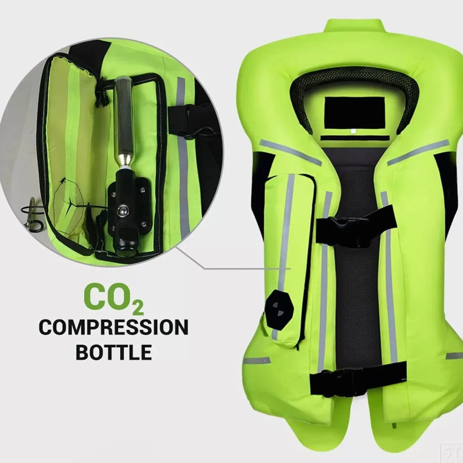 Con Chaleco De Airbag De Motocicleta De Airbag De Cuello Chaqueta Protectora De Motocross Utilizado for Motocicletas, Actuaciones De Equitación(Green,XXL)