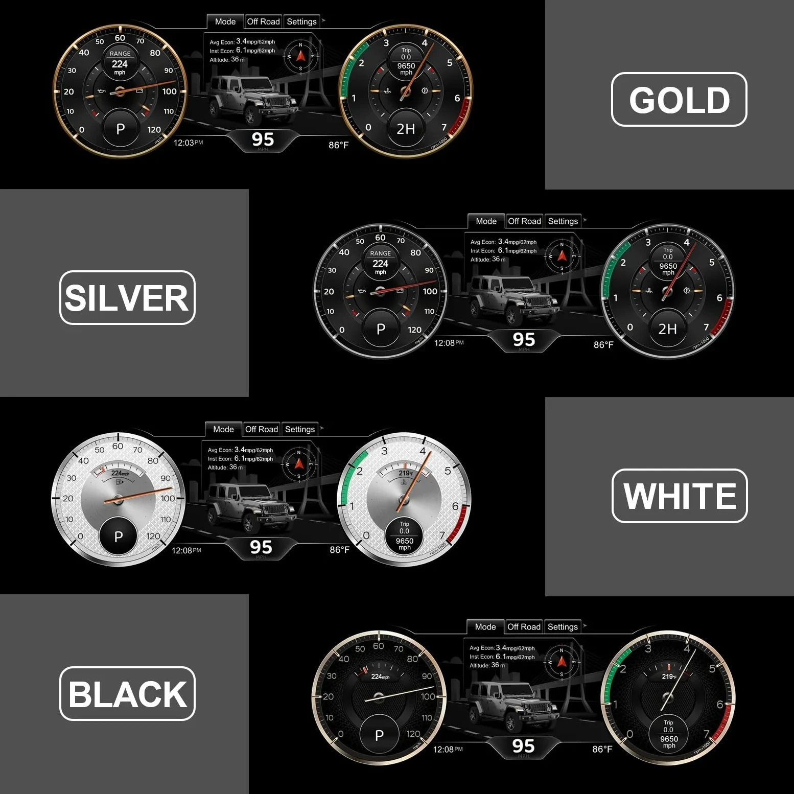 Pantalla Coche Salpicadero Compatible con Jeep Wrangler JK 2011-2018, panel digital de 12,3" con pantalla de 1920 x 720, antirreflejo y sistema operativo Linux.