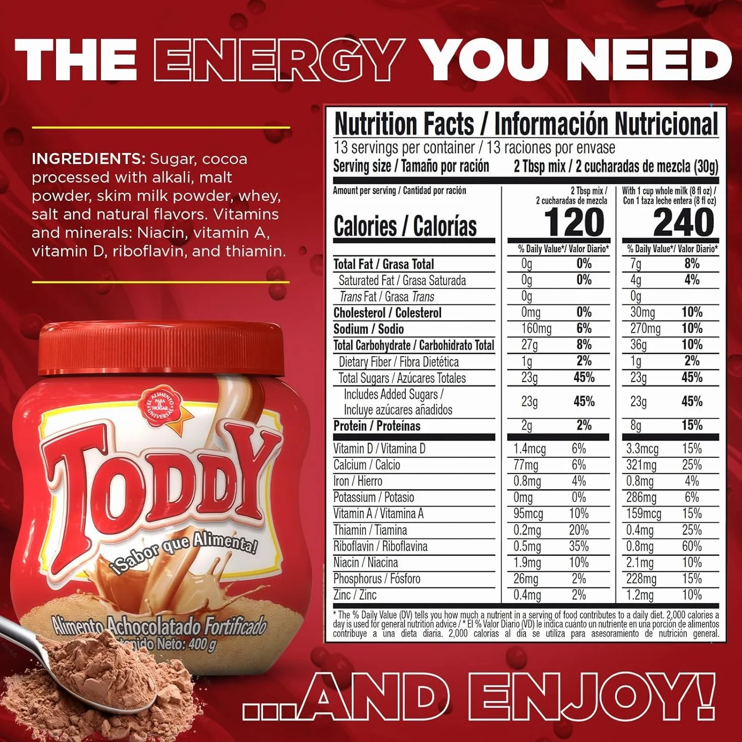 Toddy Chocolate Drink Mix 400g 3 Pack