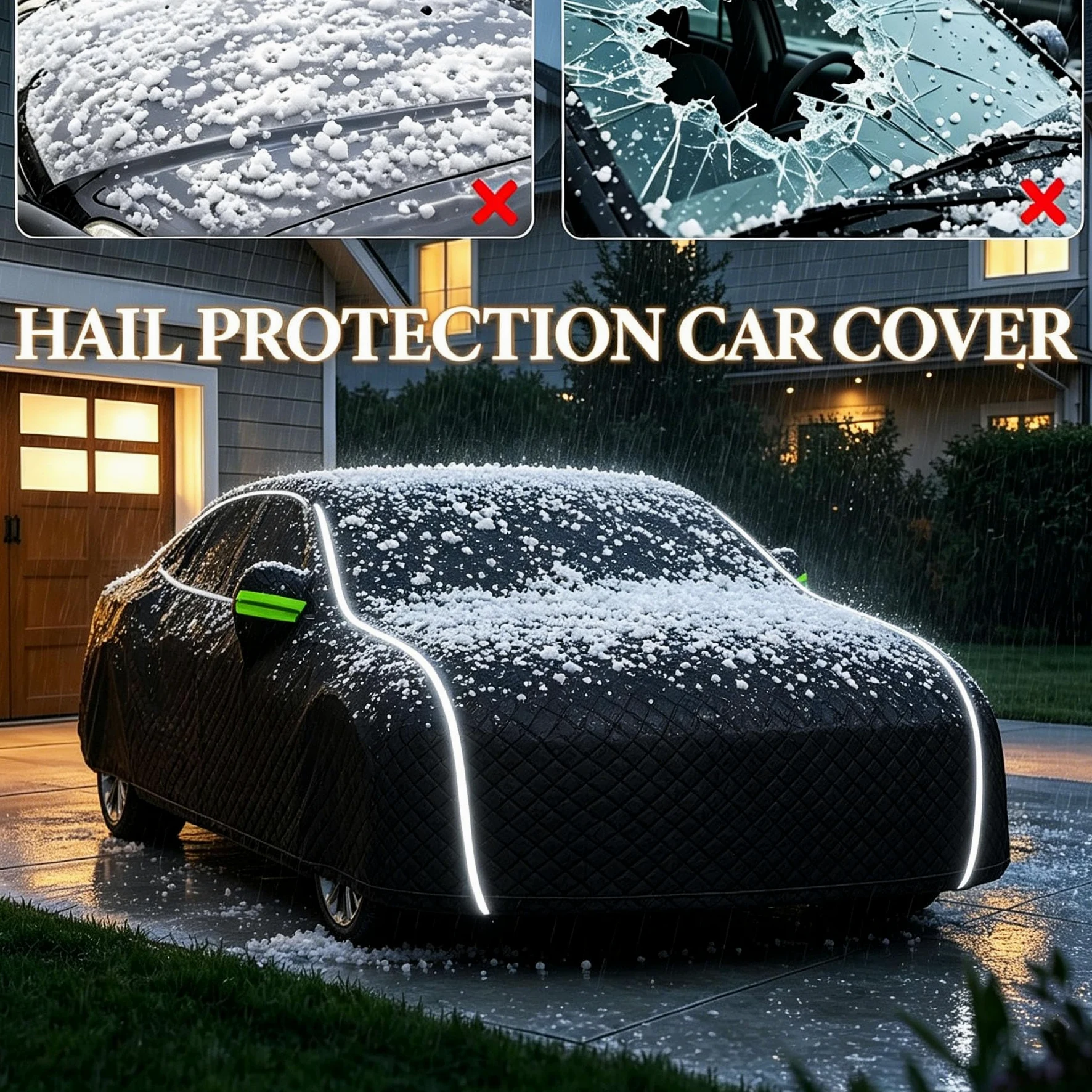 Funda Coche Antigranizo para Jaecoo 5 EV 2025,Funda para Coche Exterior Engrosamiento Impermeable Anti-UV Transpirable+Tira Reflectante+ Cremallera Lateral