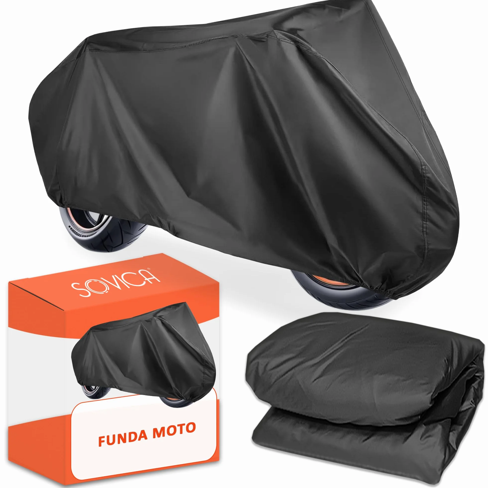 Funda Moto Impermeable Grande 240 x 140 cms Material PEVA Protege Lluvia Polvo Sol Funda para Moto Exterior Impermeable Negra