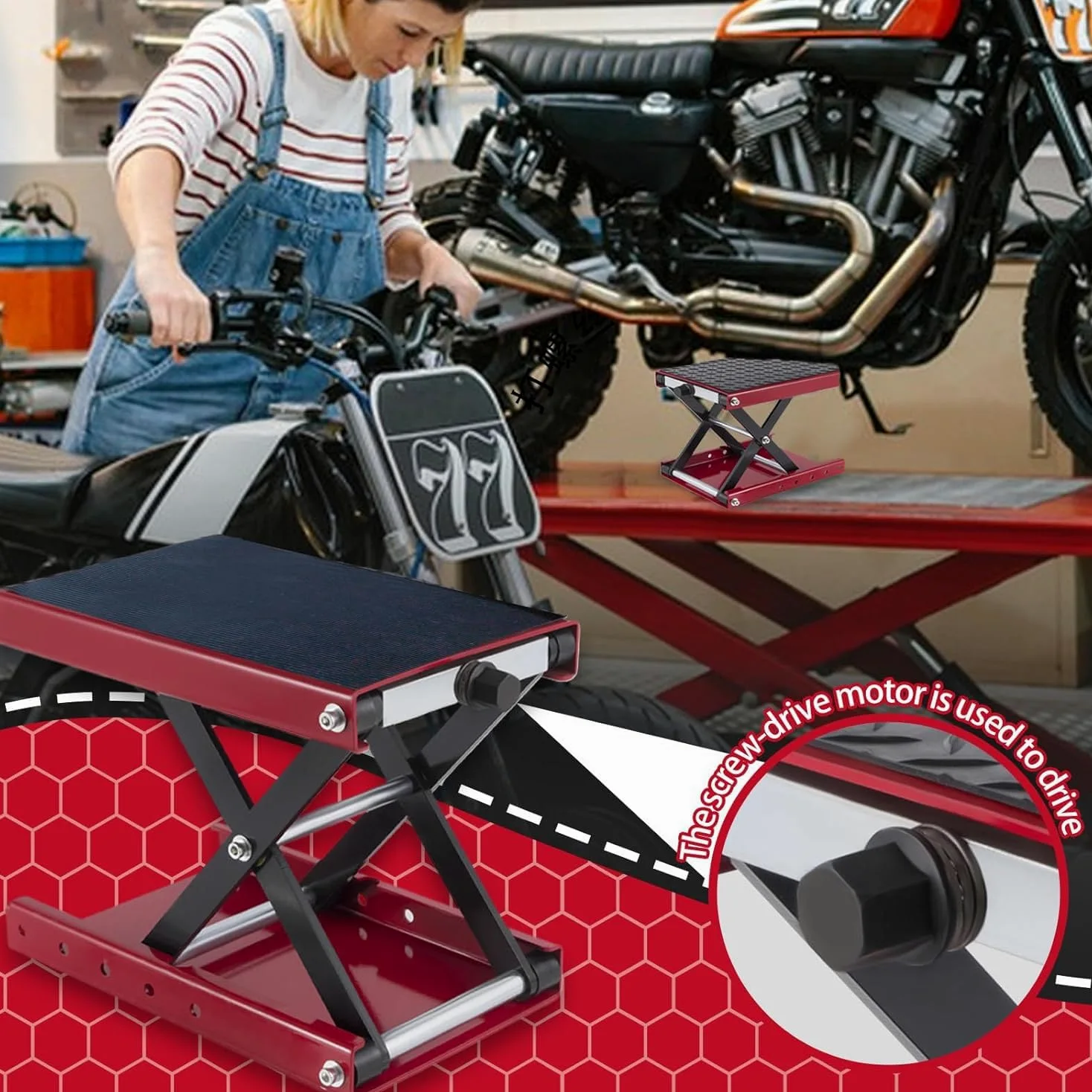 Gato Hidráulico Para Moto Elevador Plataforma Ancha Para Moto | Accesorios De Mesa Compactos Resistentes Para Mantenimiento De Scooters, ATV Y Talleres
