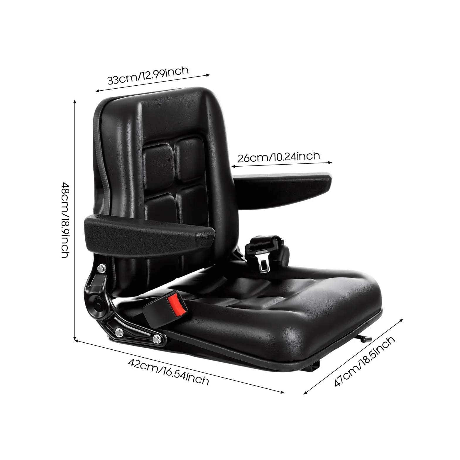 Asiento universal para carretilla elevadora, asiento de tractor, respaldo ajustable, PVC, cuero, asiento del conductor para vehículos como UTVs, ATVs, carritos de golf, carretillas elevadoras