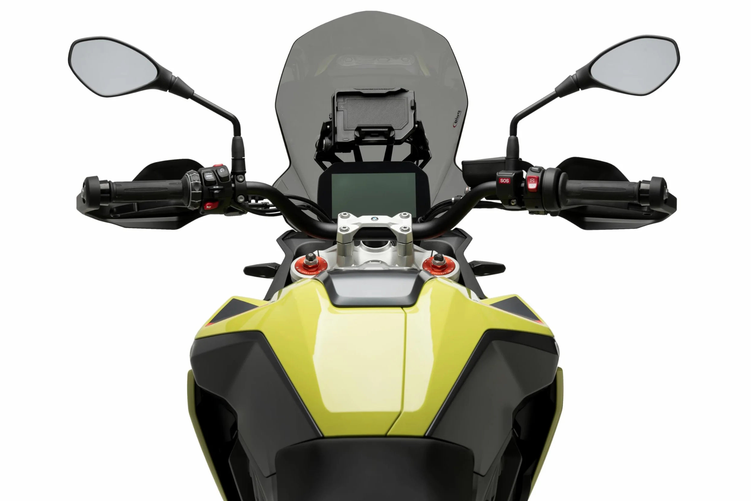 Puig 21980H Cúpula Touring alta y aerodinámica en acrílico CN de 4 mm con perfil redondeado, zona superior plana y deflectores que mejoran protección, Ahumado