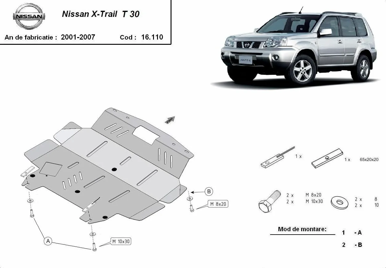 Cubierta protectora de motor compatible con X-Trail T30 (2001-2007)
