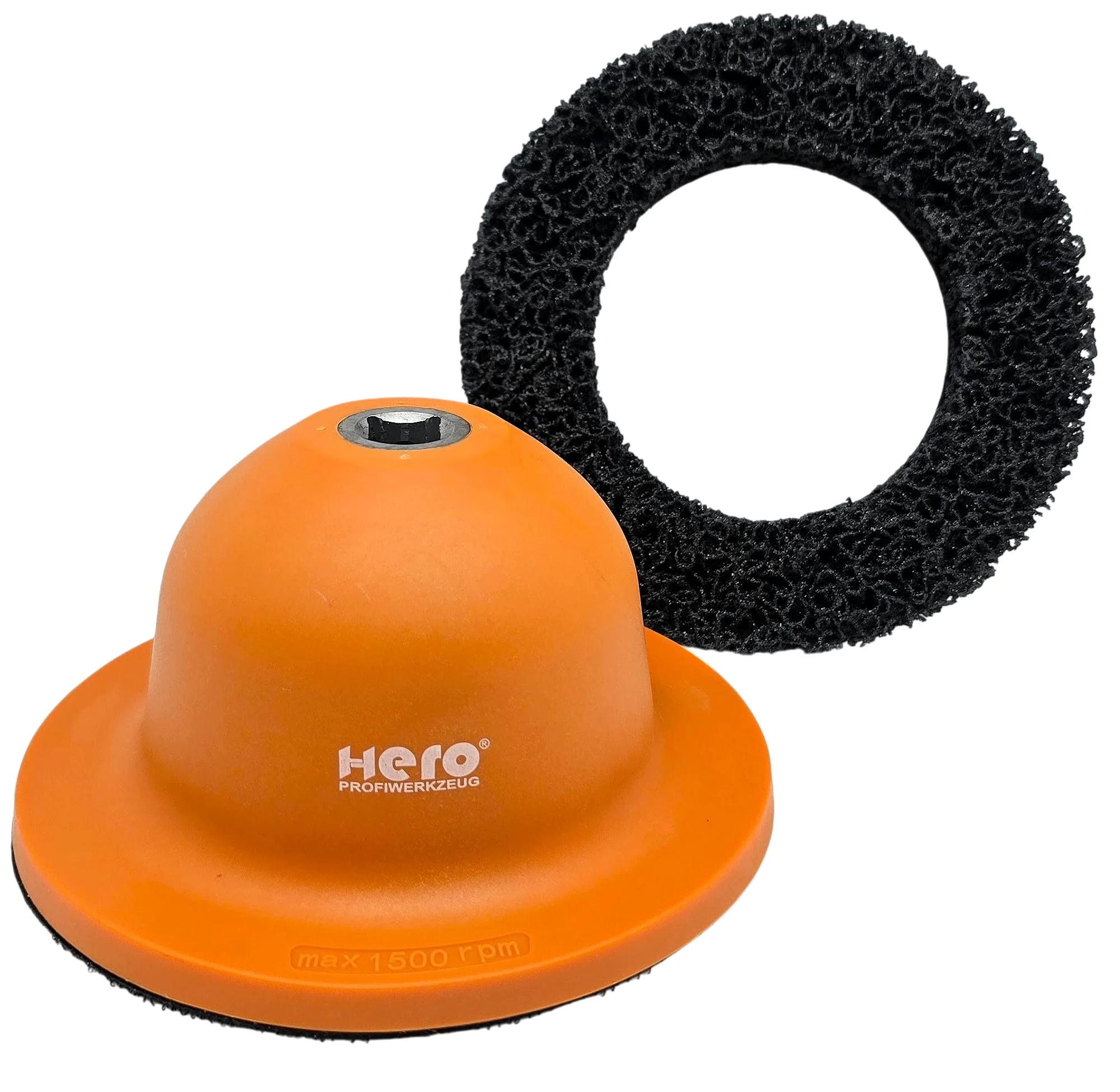 Hero Profi - Lijadora de cubo de rueda (1/2", disco de limpieza, 150 mm, cabezal de bola, limpiador para lijadora de ollas/llave de impacto para eliminar el óxido de los cubos de ruedas)
