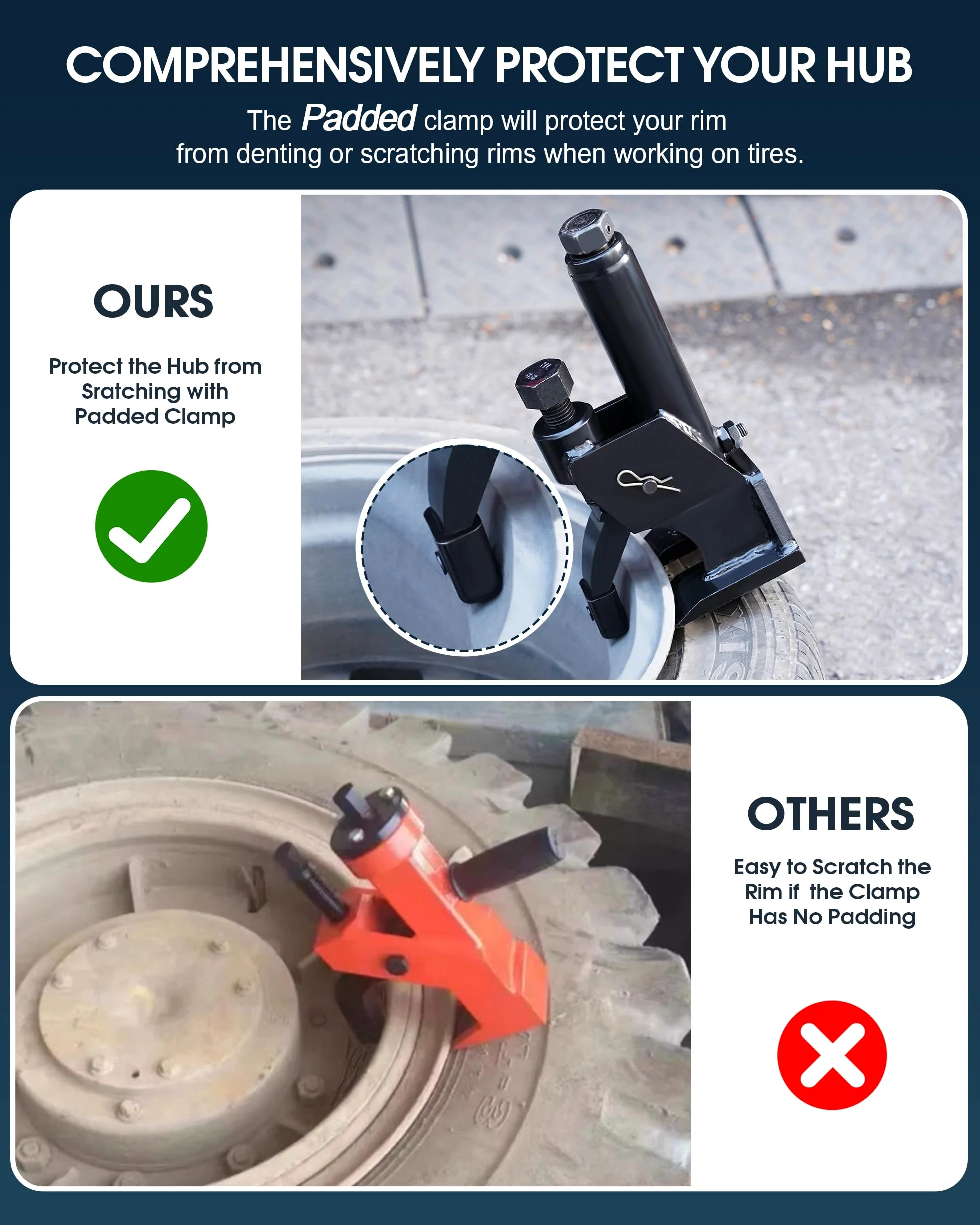 Interruptor manual de cuentas de neumático, herramienta de cambio de neumáticos de 38 a 42 pulgadas con almohadilla de goma, protege los cubos de aleación de aluminio, herramienta de reparación