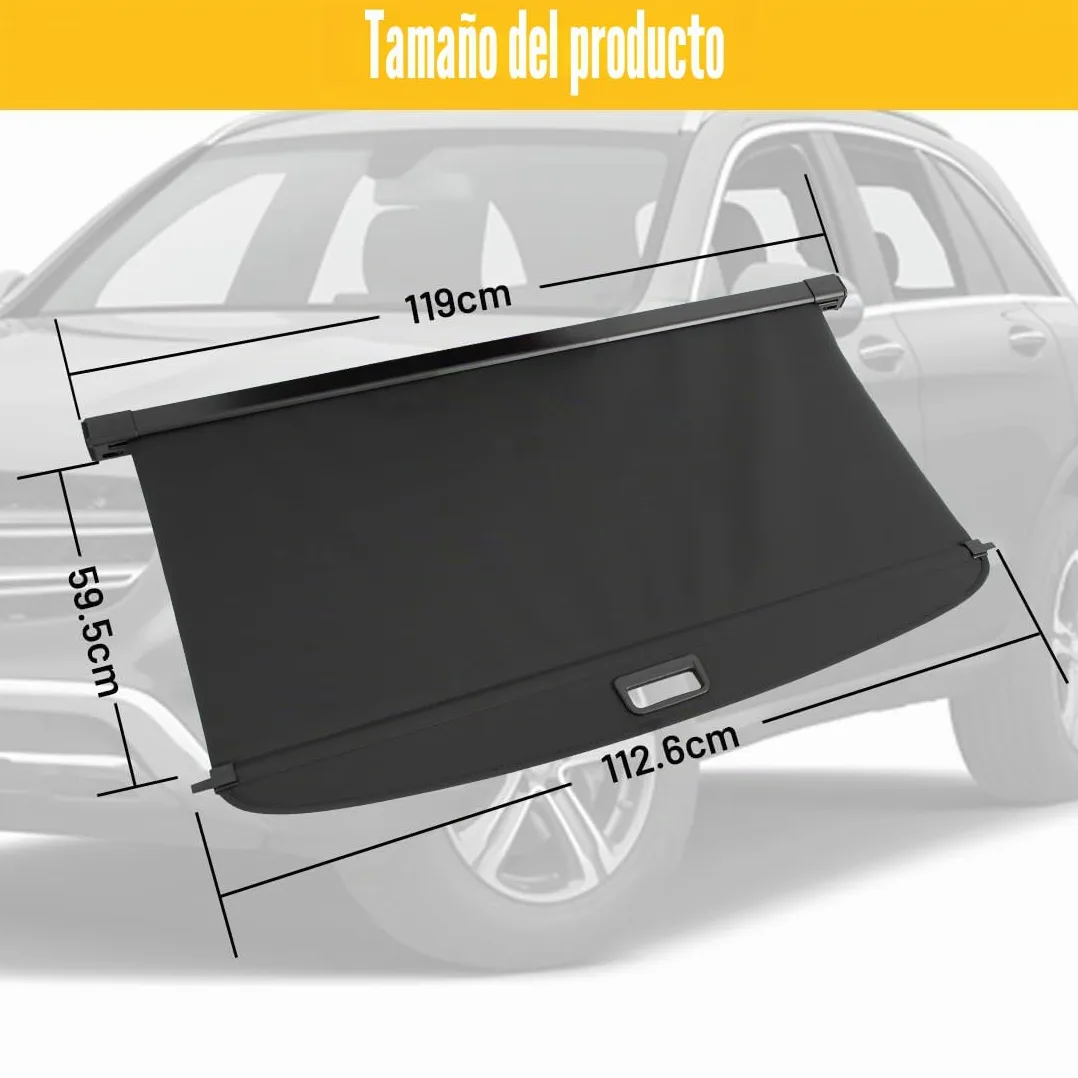 OREALTOOL Cubierta de Carga Retráctil, Pantalla Retráctil para Maletero Negra para compatible con GLC 2016 2017 2018