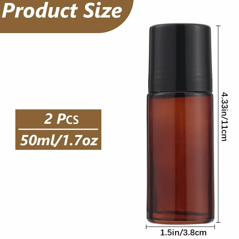 GORGECRAFT Botella de Vidrio con Rodillo 50ml Negro - Envases Vacíos para Aceites Esenciales y Viajes