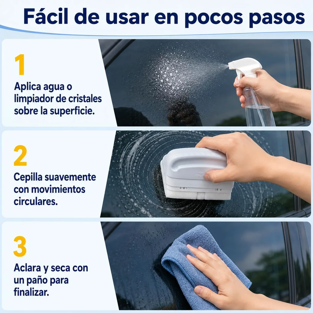 Limpiador de lunas 100 ml, esponja mágica para coche, pack de 12