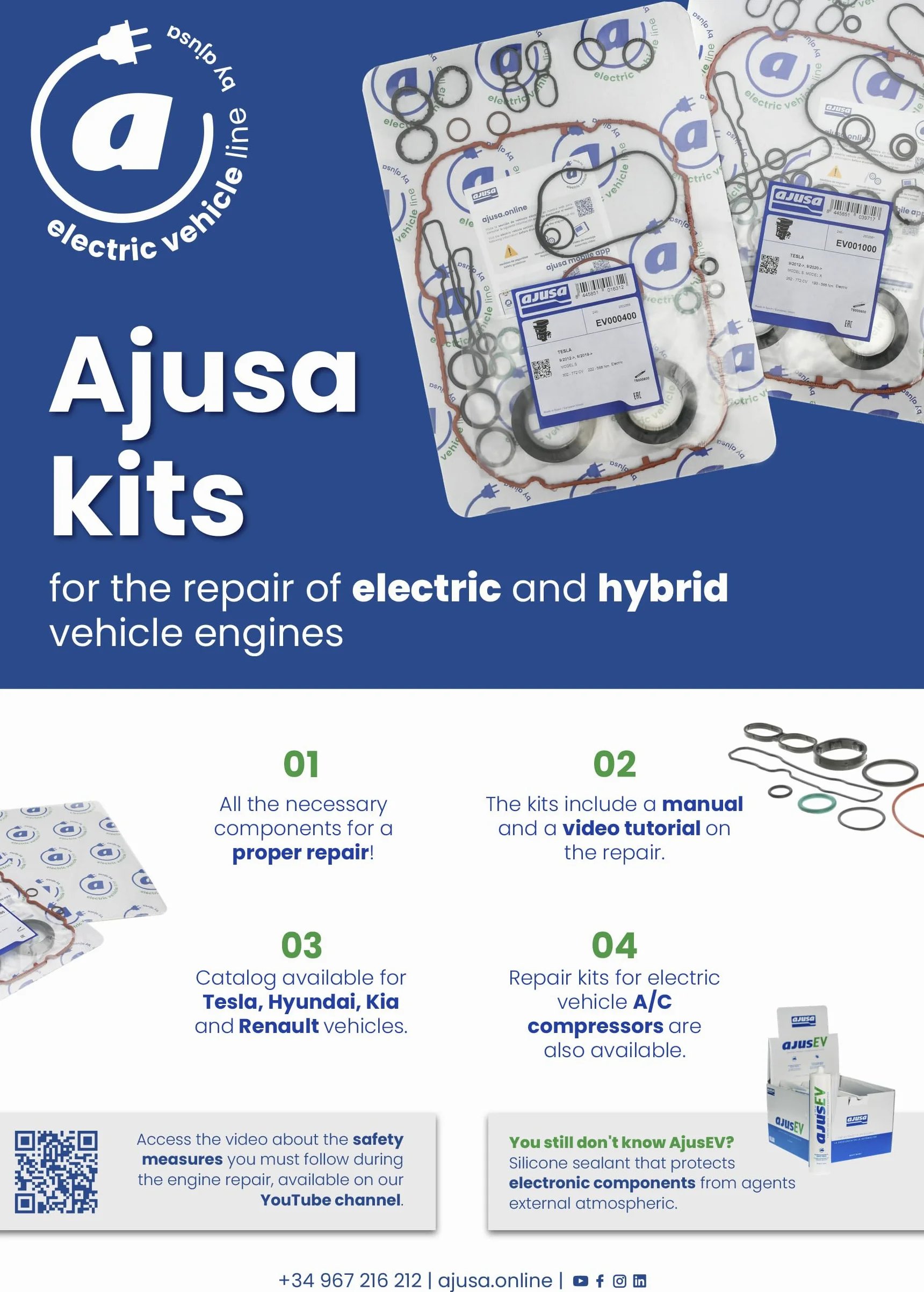 AJUSA EV000401 Kit de juntas motor eléctrico sin rodamiento guía 2. Delantero