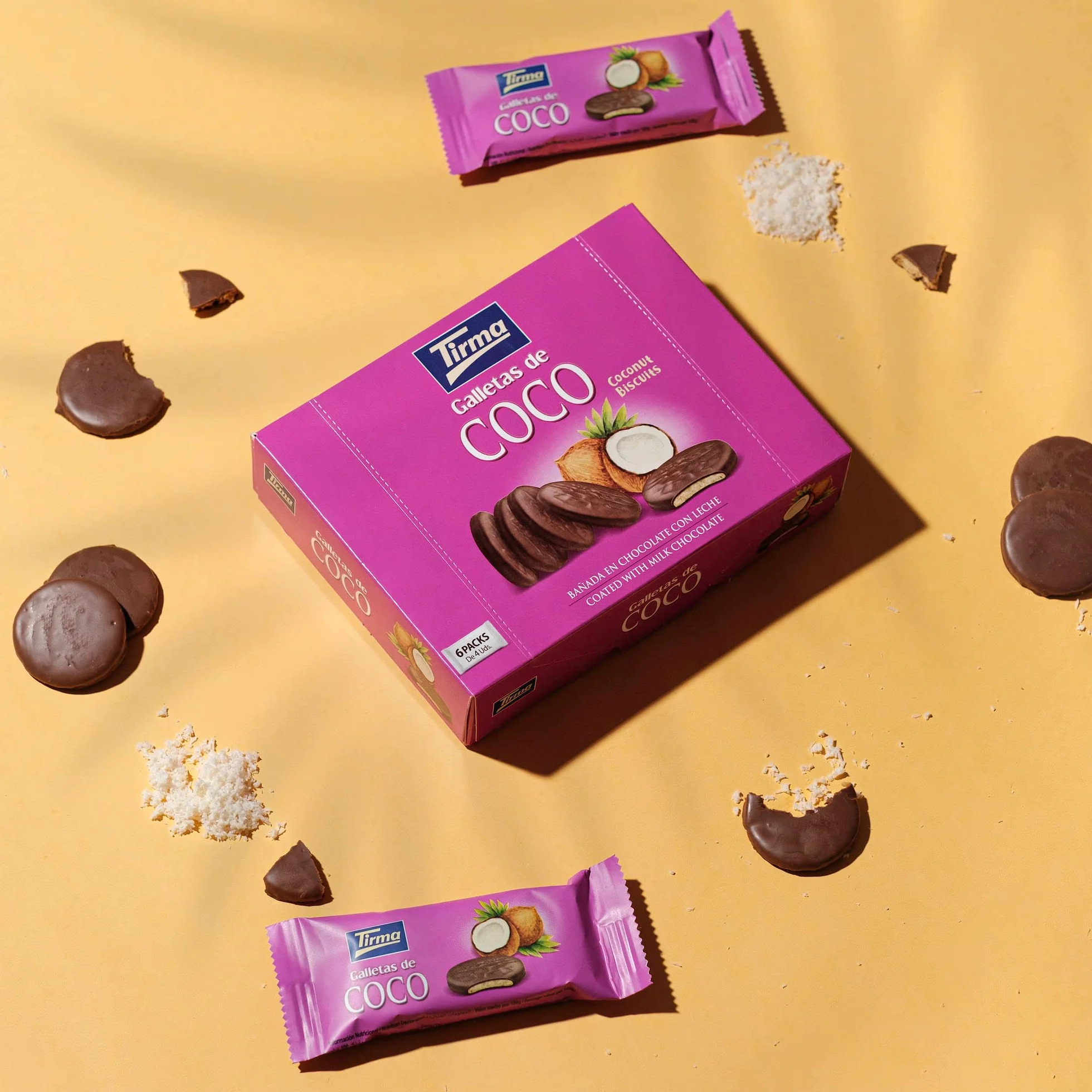 Tirma Galletas con Coco Bañadas en Chocolate con Leche 200g Snack Dulce Canario