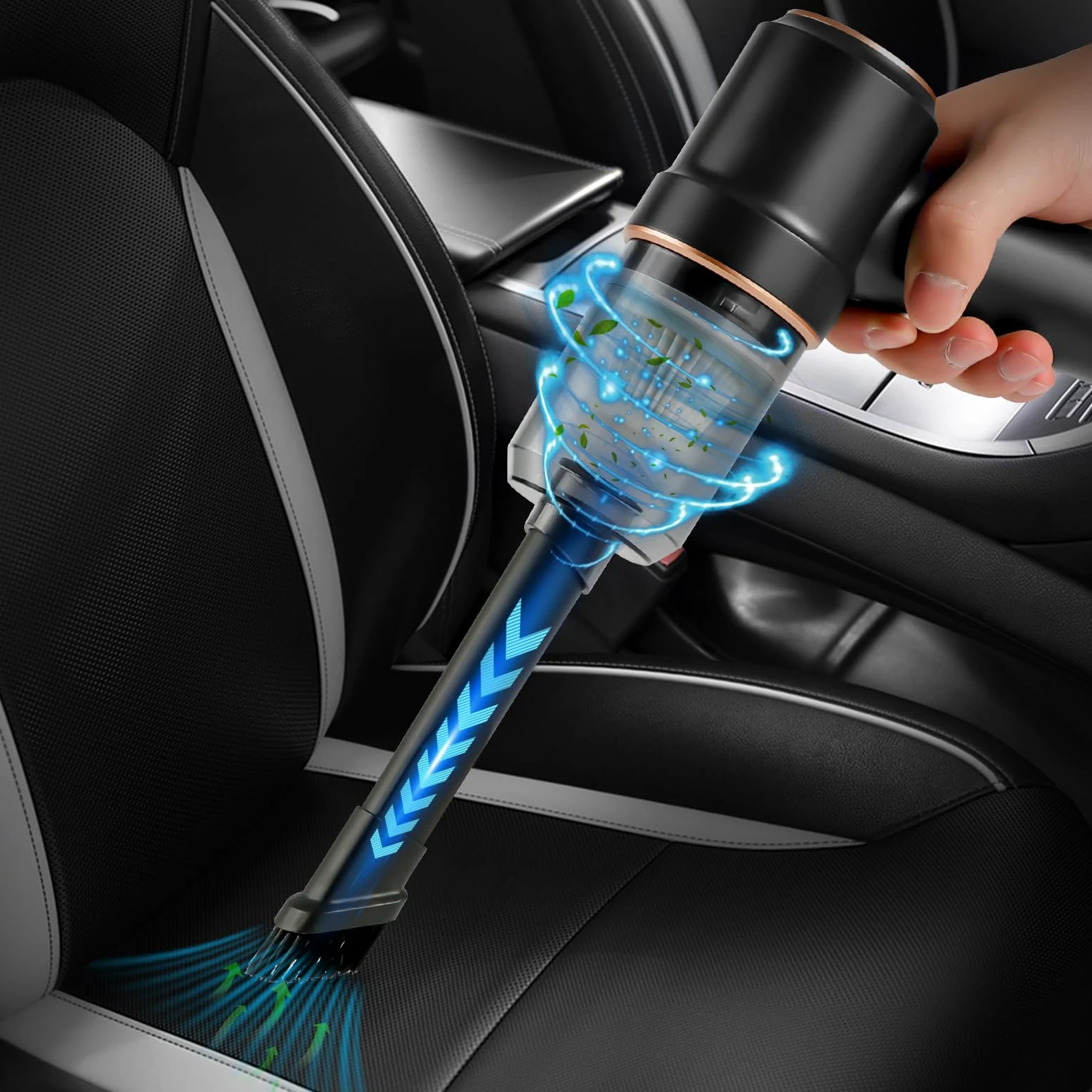 Comius Sharp Aspirador Coche, Aspiradora Sin Cable Coche, Purificador De Aire Eléctrico 3 En 1 con Cepillo De Limpieza, para Portátiles, Sofás, Coches, Equipos De Oficina (Negro)