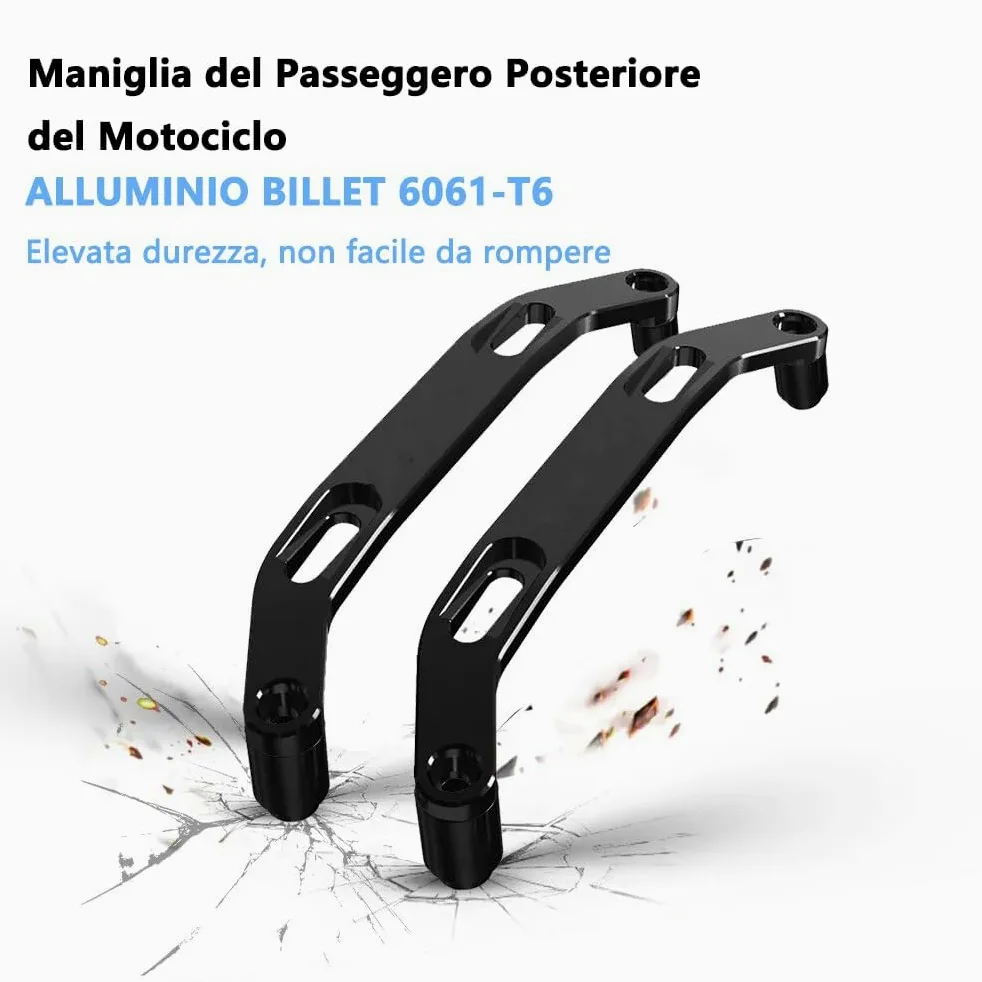 Manija del pasajero trasero de la motocicleta Mango Apoyabrazos Barra de apoyo para TENERE 700 WOLD RAID T7 XTZ 700 (negro)