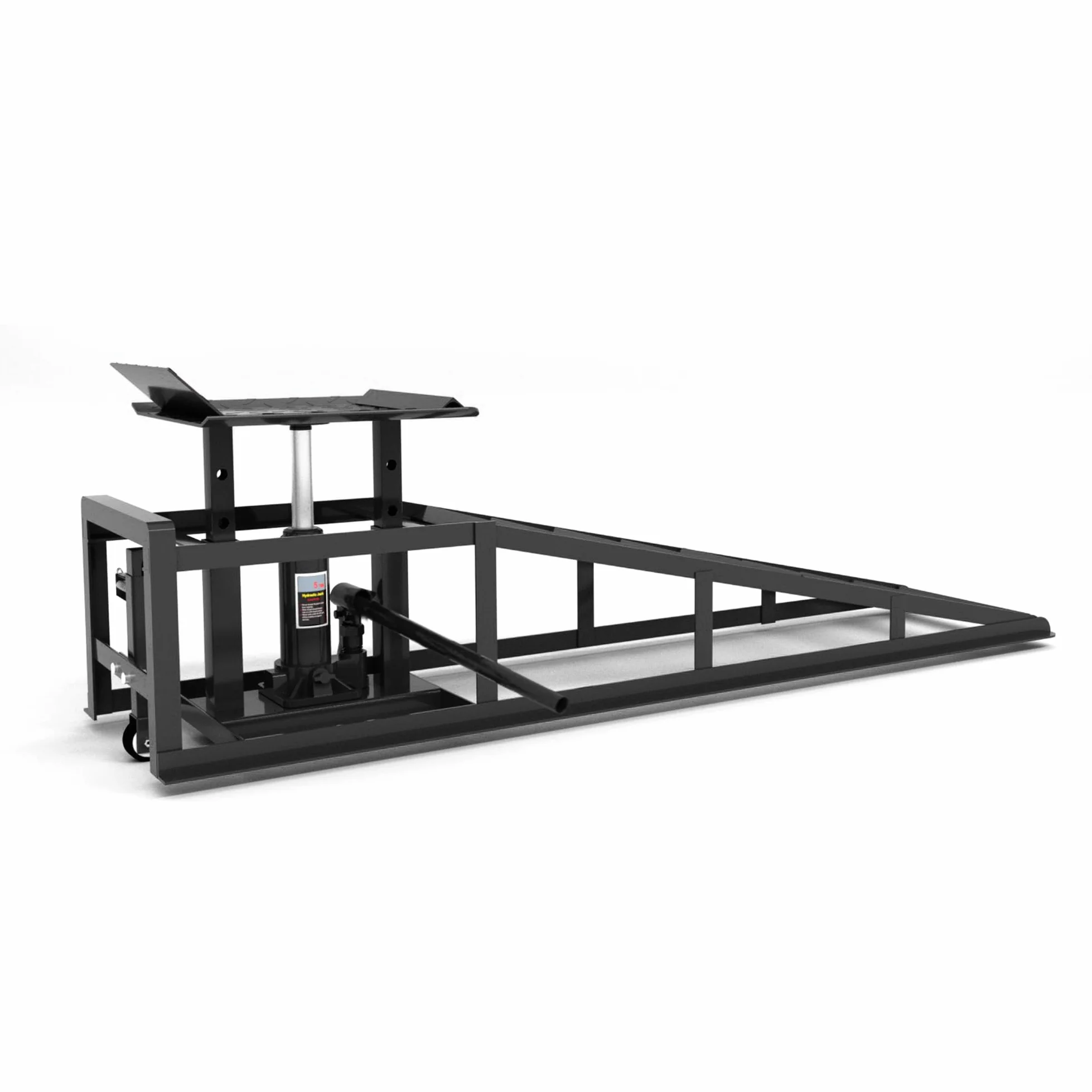 Juego de 2 rampas para coche con gato hidráulico y ruedas, capacidad de carga 5T (5000 kg), altura regulable 23 – 36 cm, plataforma elevadora para cambio de aceite y garaje, rampas de gato portátil