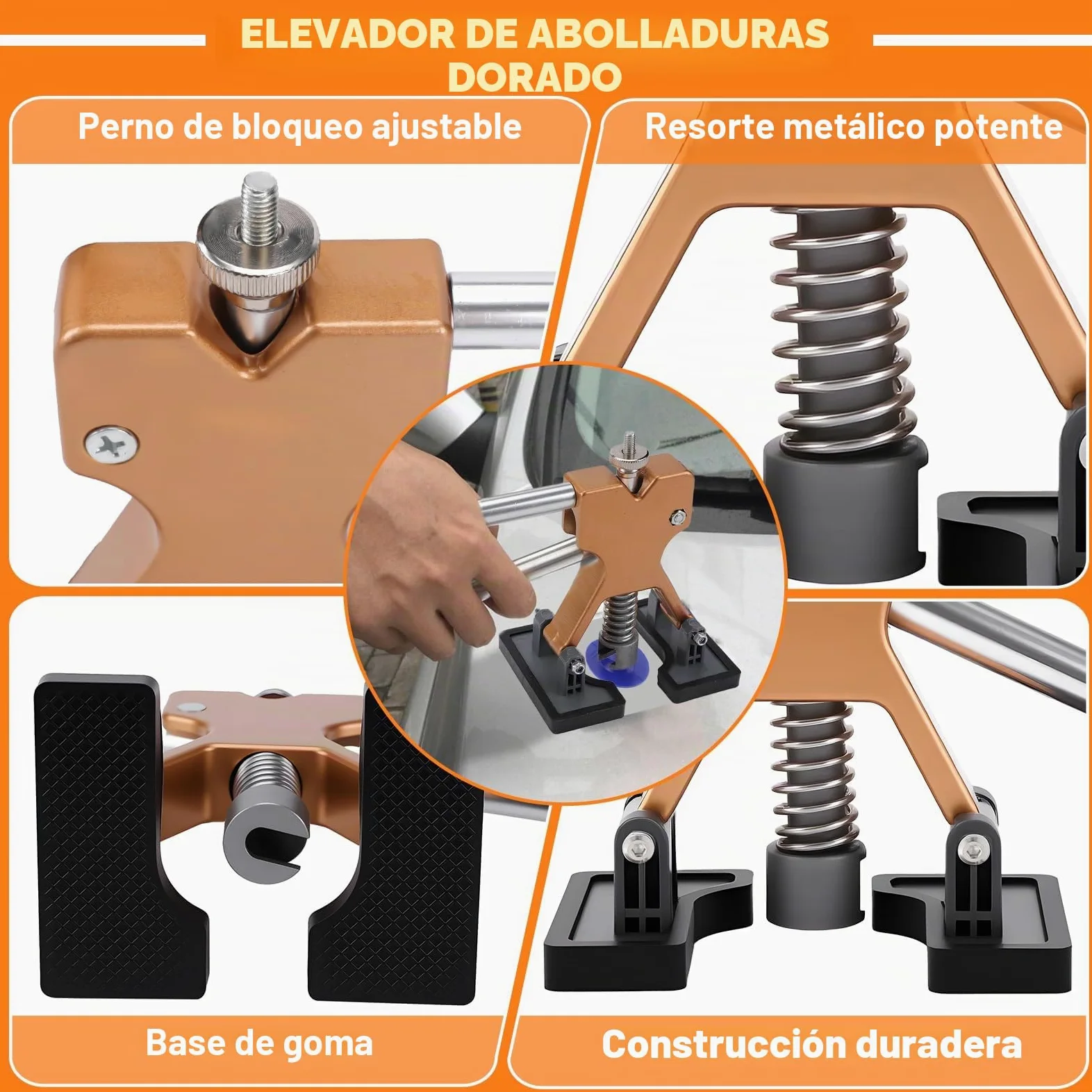 KAOLALI Kit de Extractor de Abolladuras de Coche, 78Pcs Kit de reparación de abolladuras, con Extractor de Abolladuras Dorado de Puente y Pistola de Pegamento para Reparación de Abolladuras de Coche