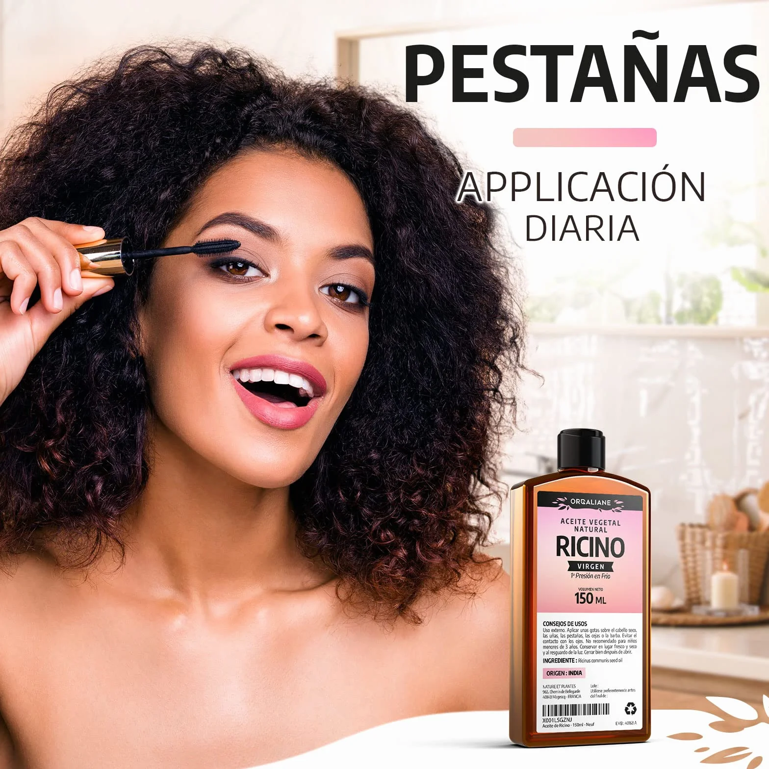 Aceite de Ricino 150 ml 100% Virgen Prensado en Frío Ricinus Communis para Cabello, Pestañas y Uñas