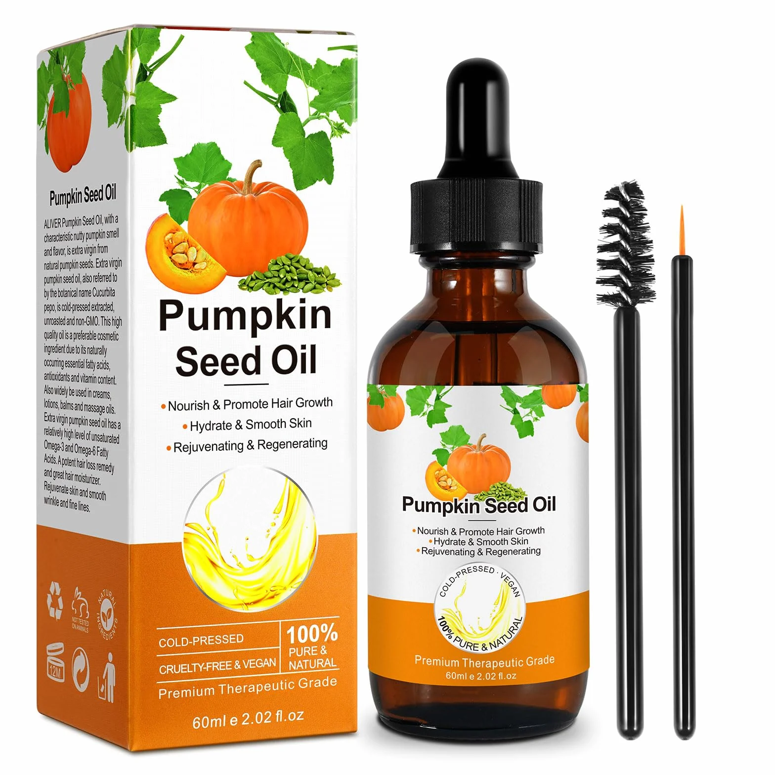 Orgánico Aceite de Semillas de Calabaza para el Crecimiento del Cabello - Aceite de Calabaza Sin Refinar para Piel y Cara