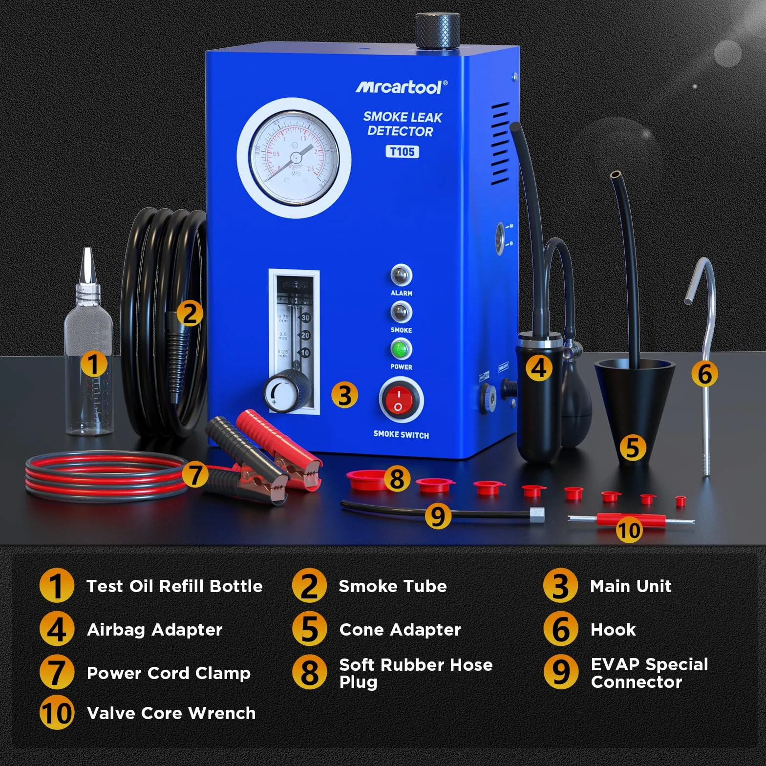 Detectores de Fugas de Combustible para Coches con Bomba de Aire integrada 12V Detector de Fugas de Humo con manómetro y medidor de Flujo de Humo, máquina de Humo Detector de Fugas para Coches