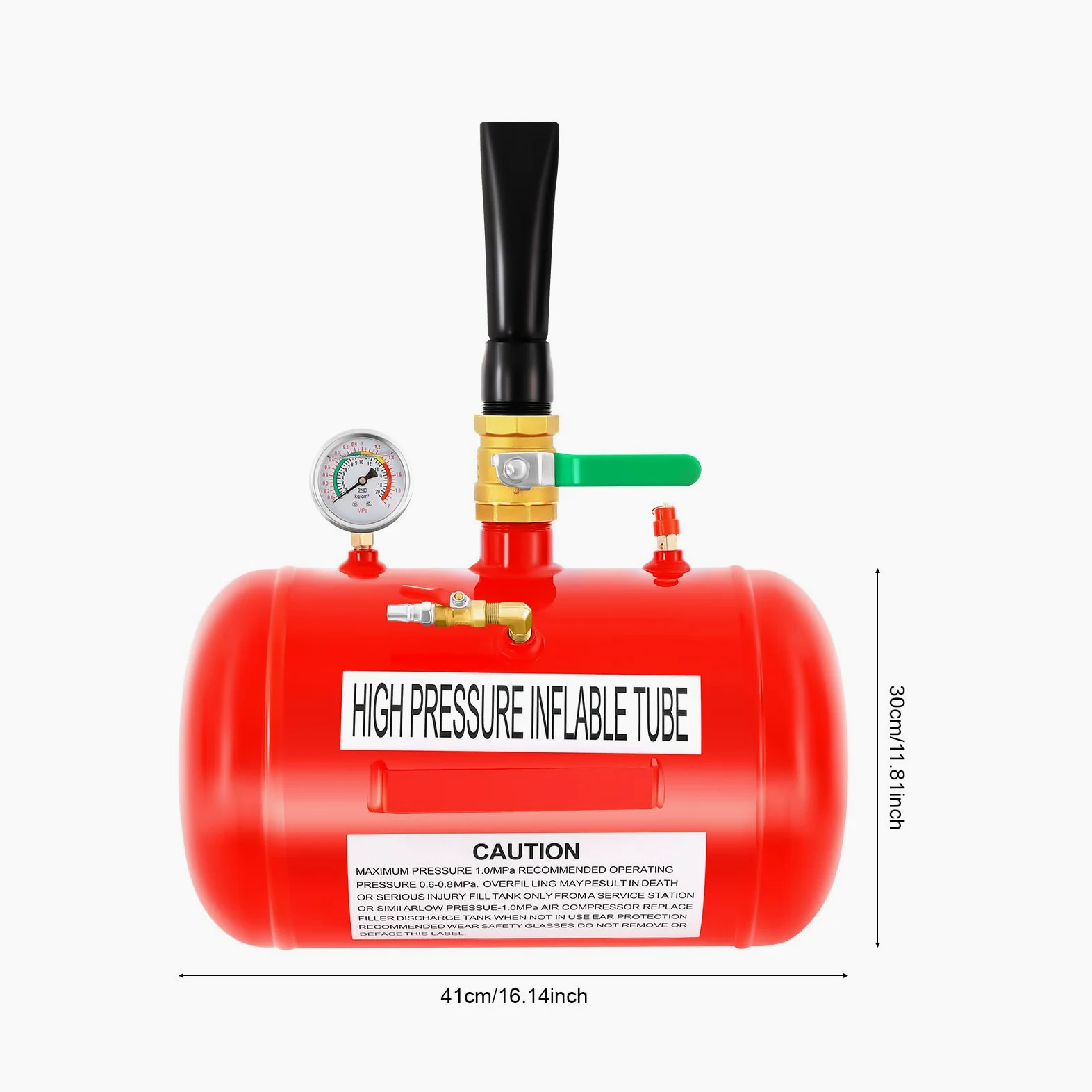 Depósito de aire portátil de 20 L para neumáticos de coche, depósito de aire comprimido portátil con manómetro y válvula de seguridad, máx. 1 MPa (10 bar) para taller, viajes y asistencia en