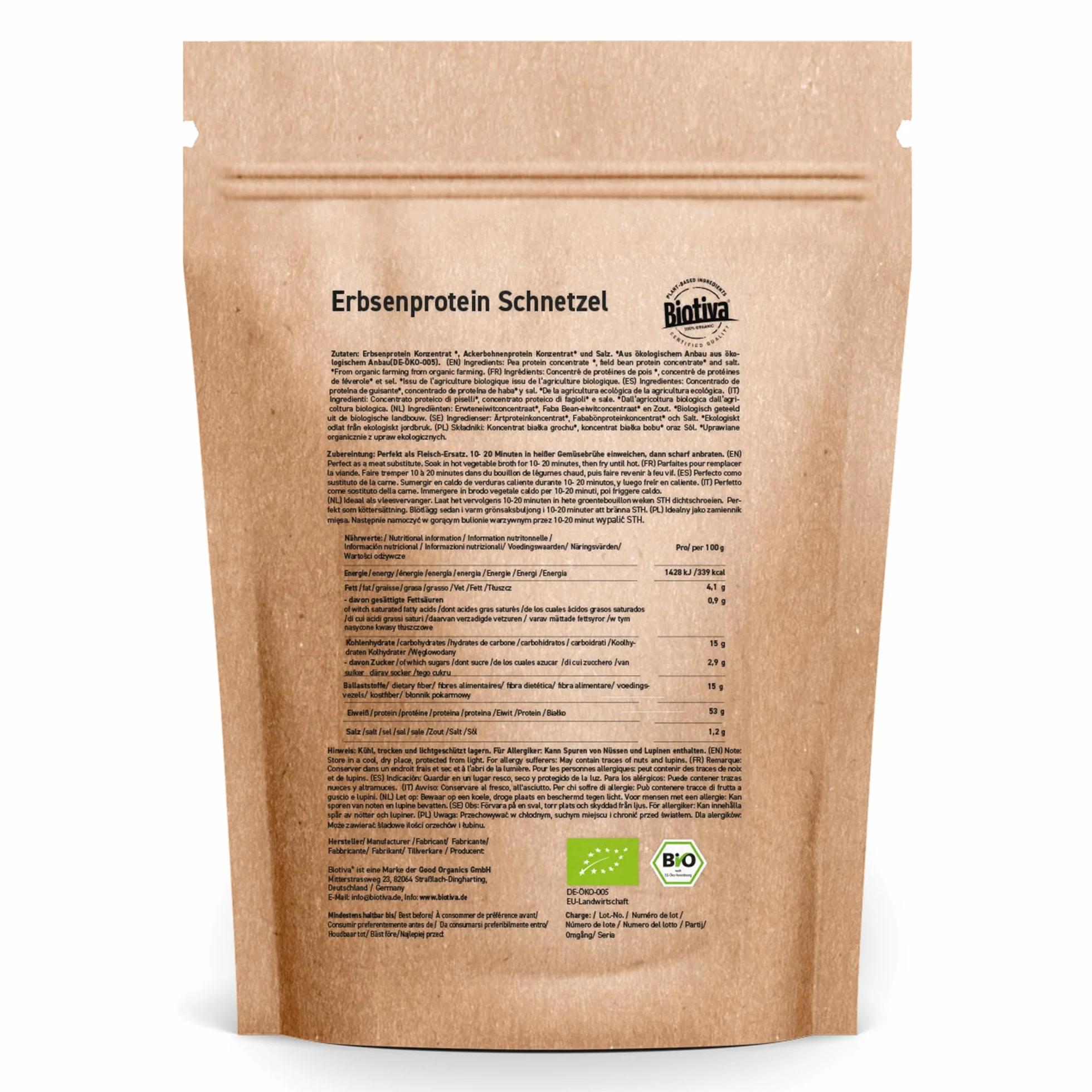 Biotiva Proteína de Guisante en tiras 400g Vegano Sustituto de la carne