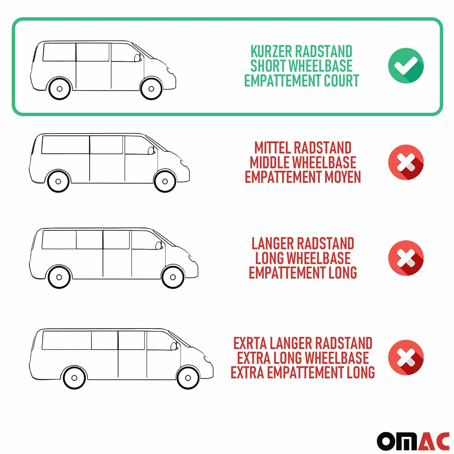 OMAC Barras de Techo Dachgepäckträger Compatible con VW Caddy 2010-2020 L1 Kurz ALU Negro