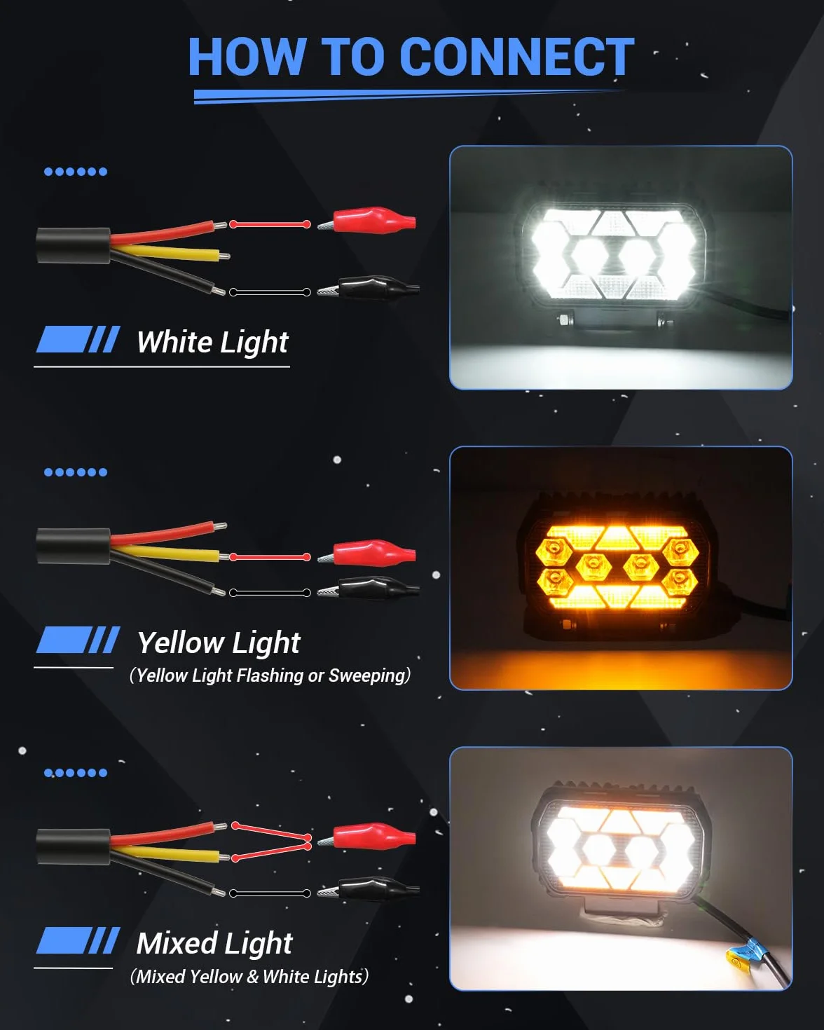SUPAREE Faros LED Tractor Foco LED Amarillo 12V Foco de Trabajo 12V Tractor Luces 6000K Blancas y 3000K Amarillas 8-90V IP67 Impermeable per Off-Road Camión SUV UTV ATV 4pcs