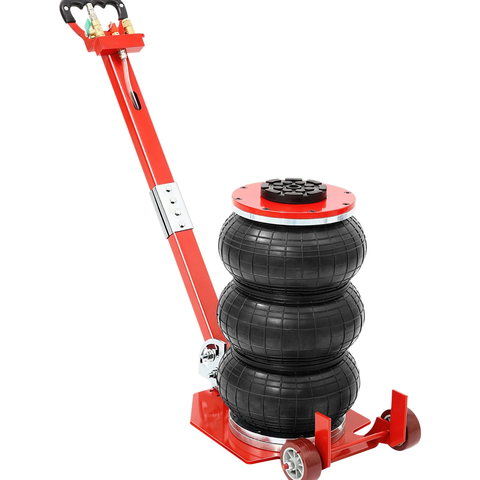 Gato neumático de elevación de 3 toneladas, altura de elevación de 140 a 450 mm con 3 burbujas de aire, elevador rápido con mango largo ajustable de 0,8 a 1,0 MPa para reparación y mantenimiento de